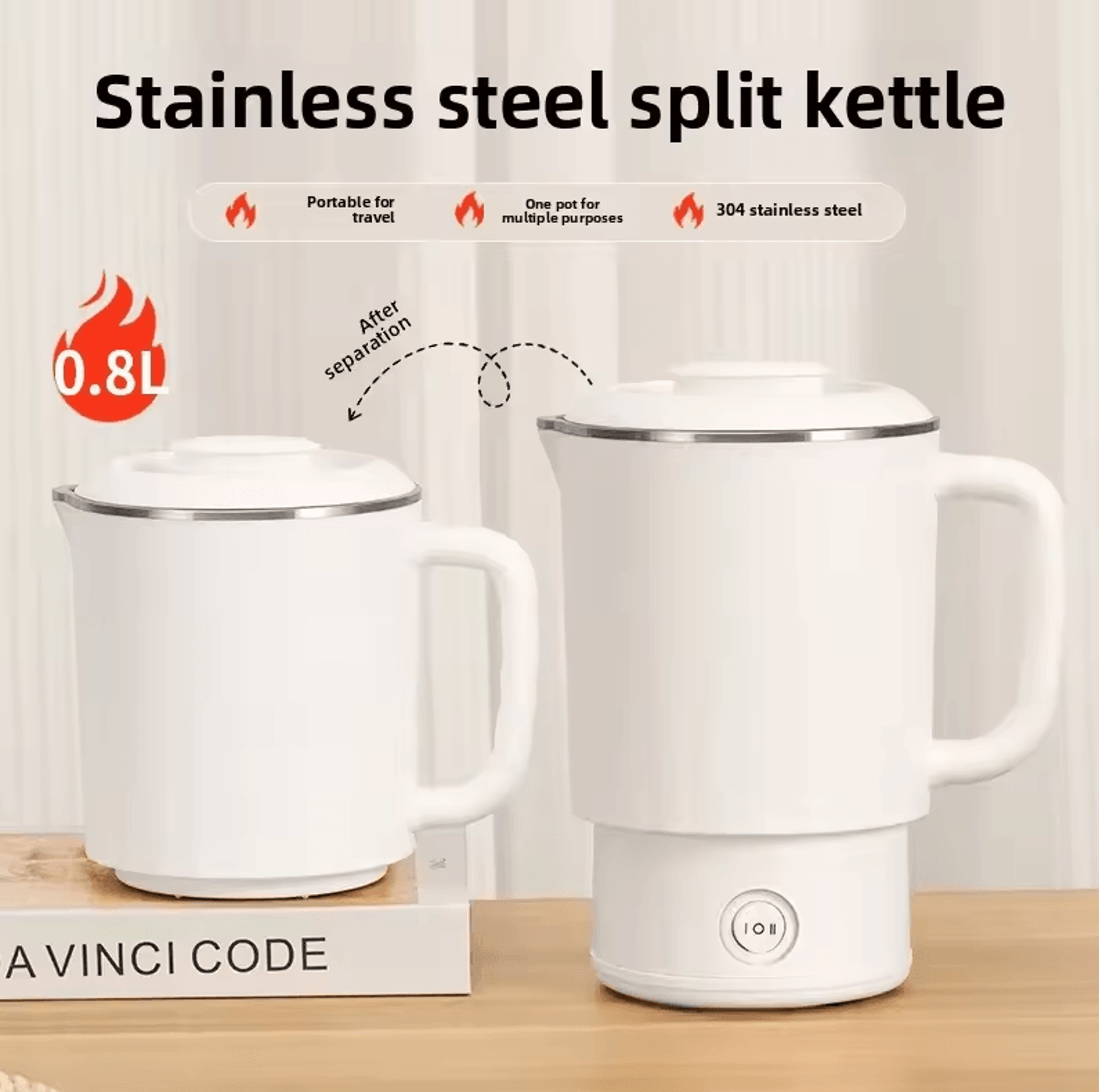 Portable Folding Electric Kettle  316 Stainless Steel Travel  Household Hot Water Boiling Cup 0