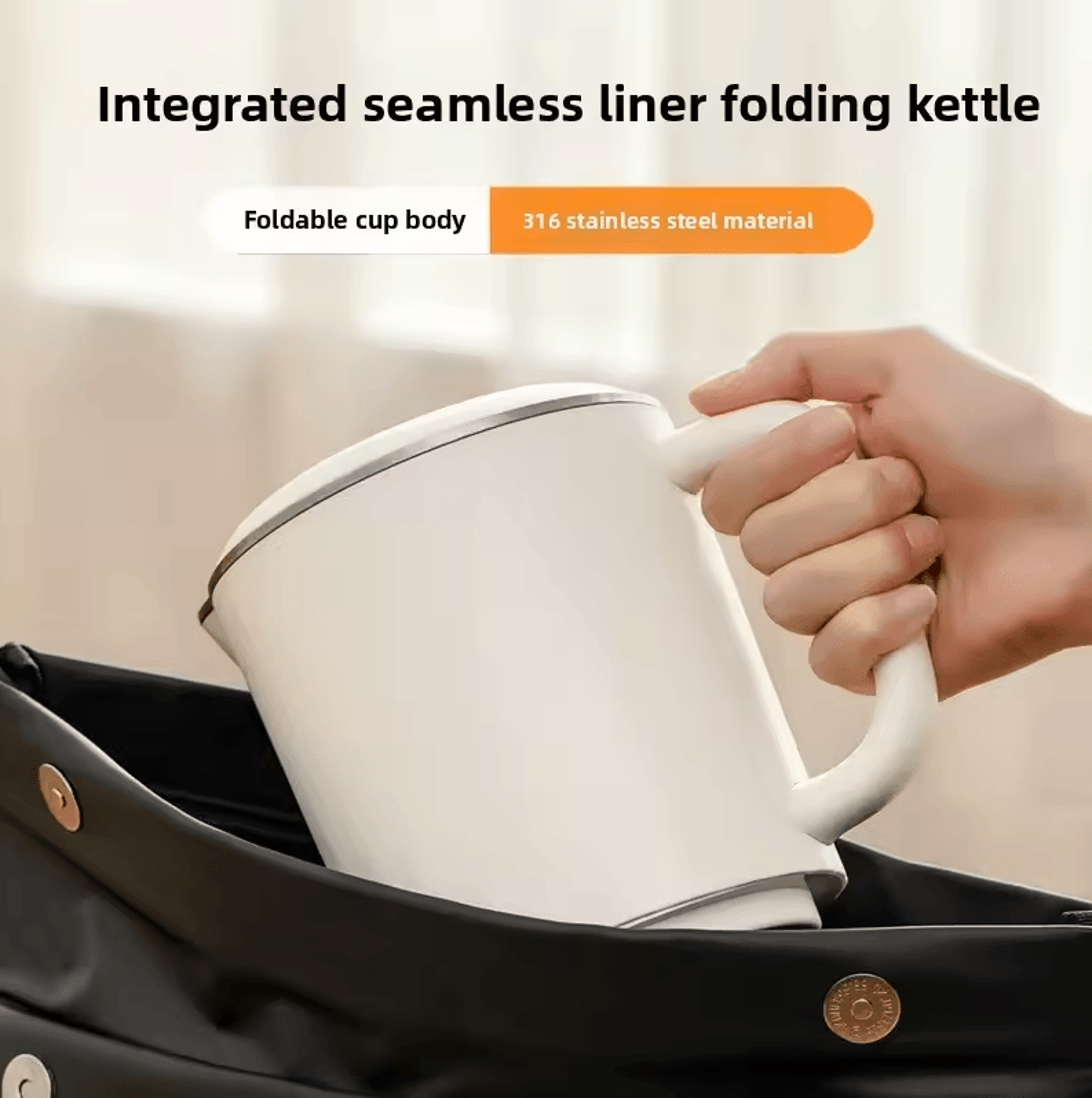 Portable Folding Electric Kettle  316 Stainless Steel Travel  Household Hot Water Boiling Cup 1