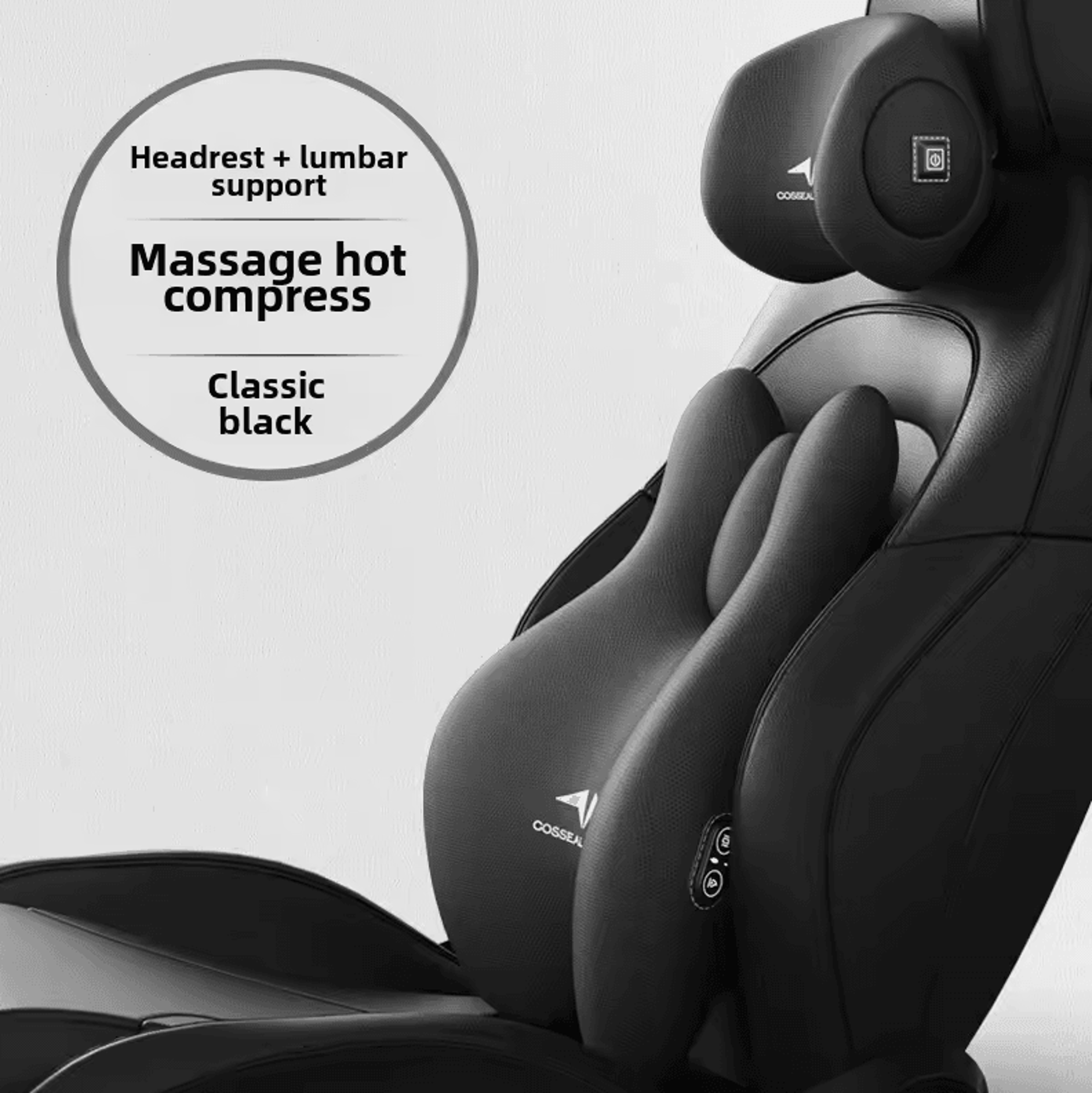 Universal Car Massage Seat Cushion Set  Hot Compress Lumbar  Headrest Support Pillow For Neck Prote 1