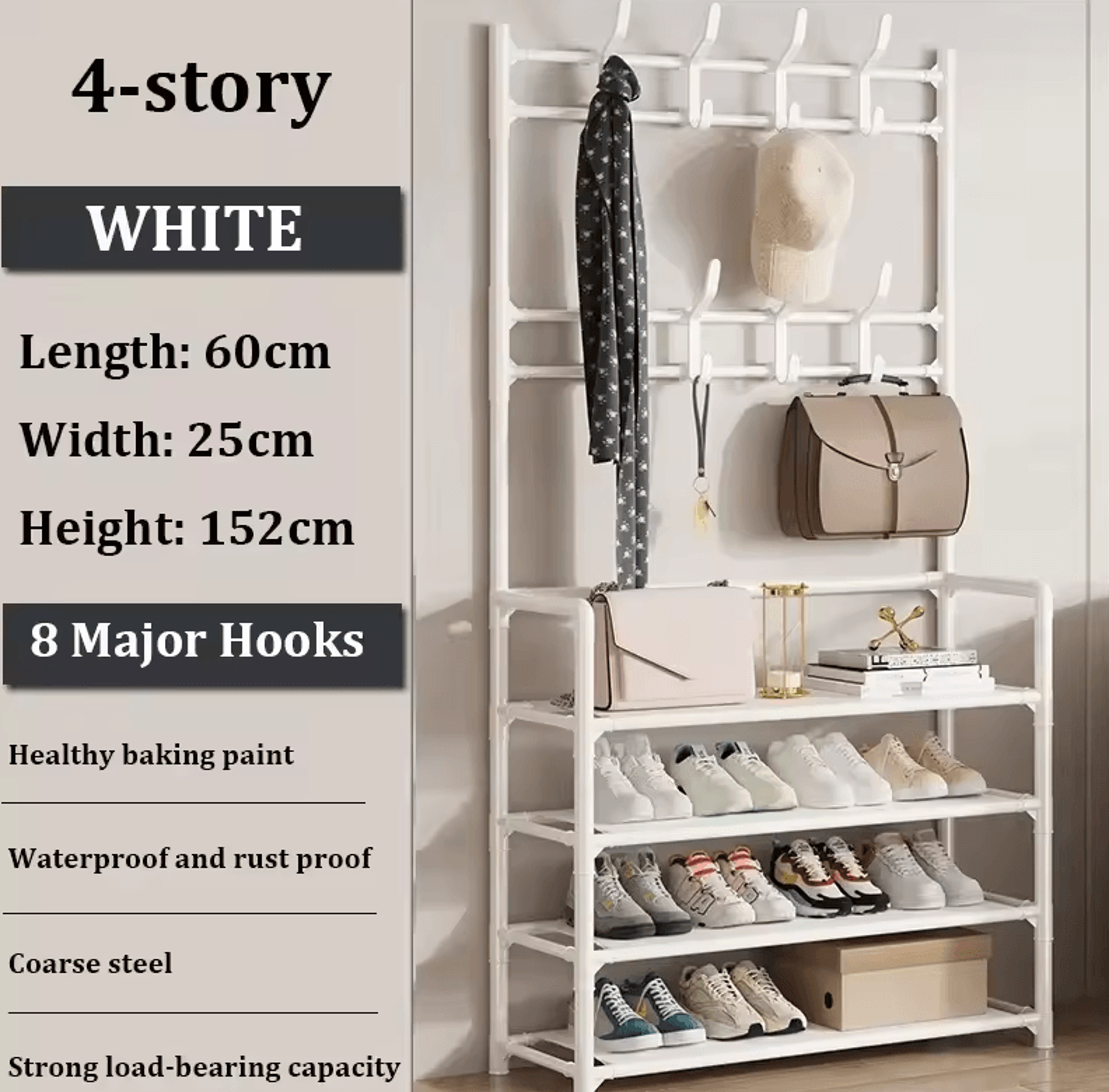 MultiLayer Clothes  Shoe Rack  FloorStanding Organizer With DIY Doorway Hanger Shelf 10