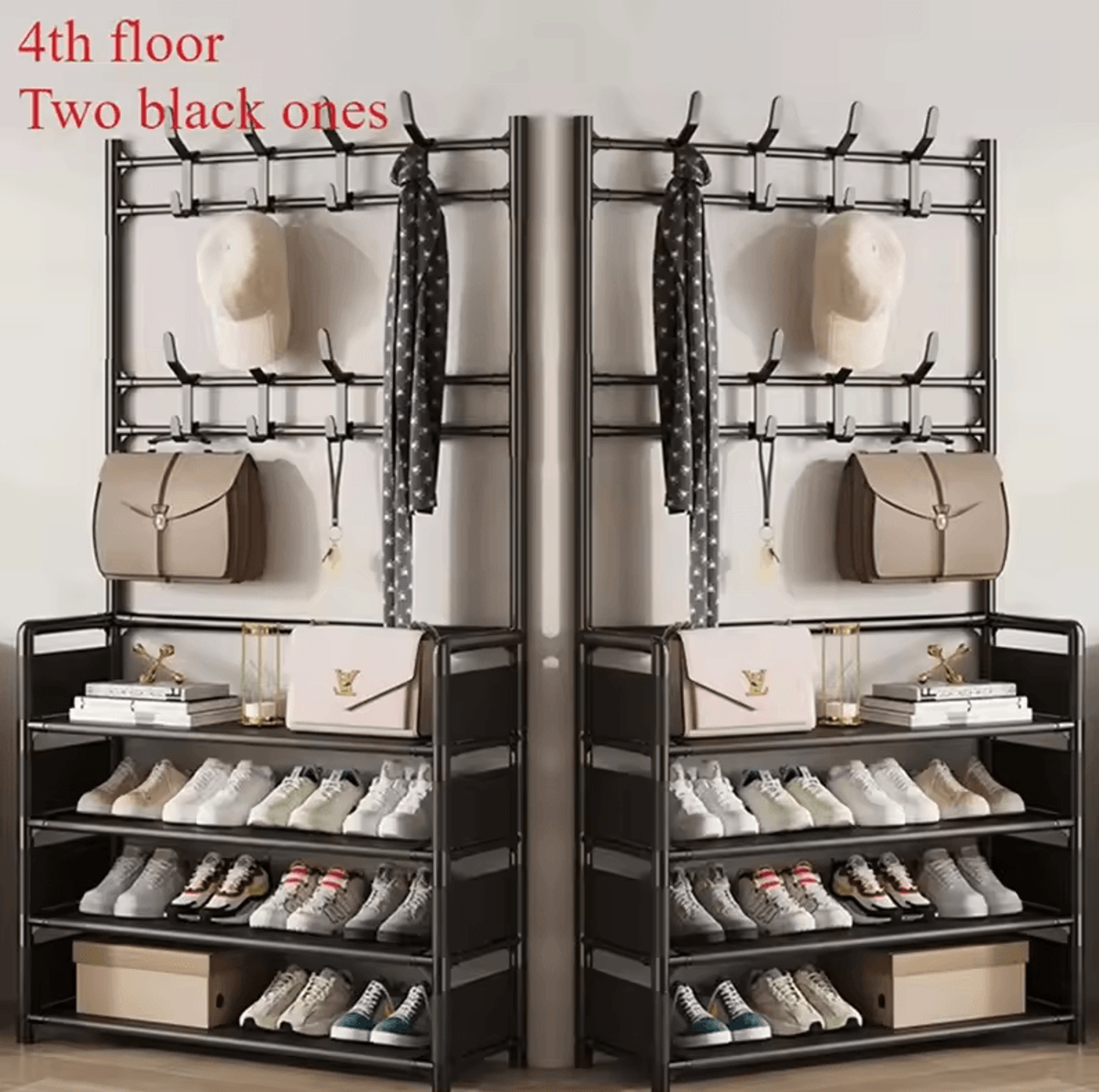 MultiLayer Clothes  Shoe Rack  FloorStanding Organizer With DIY Doorway Hanger Shelf 13