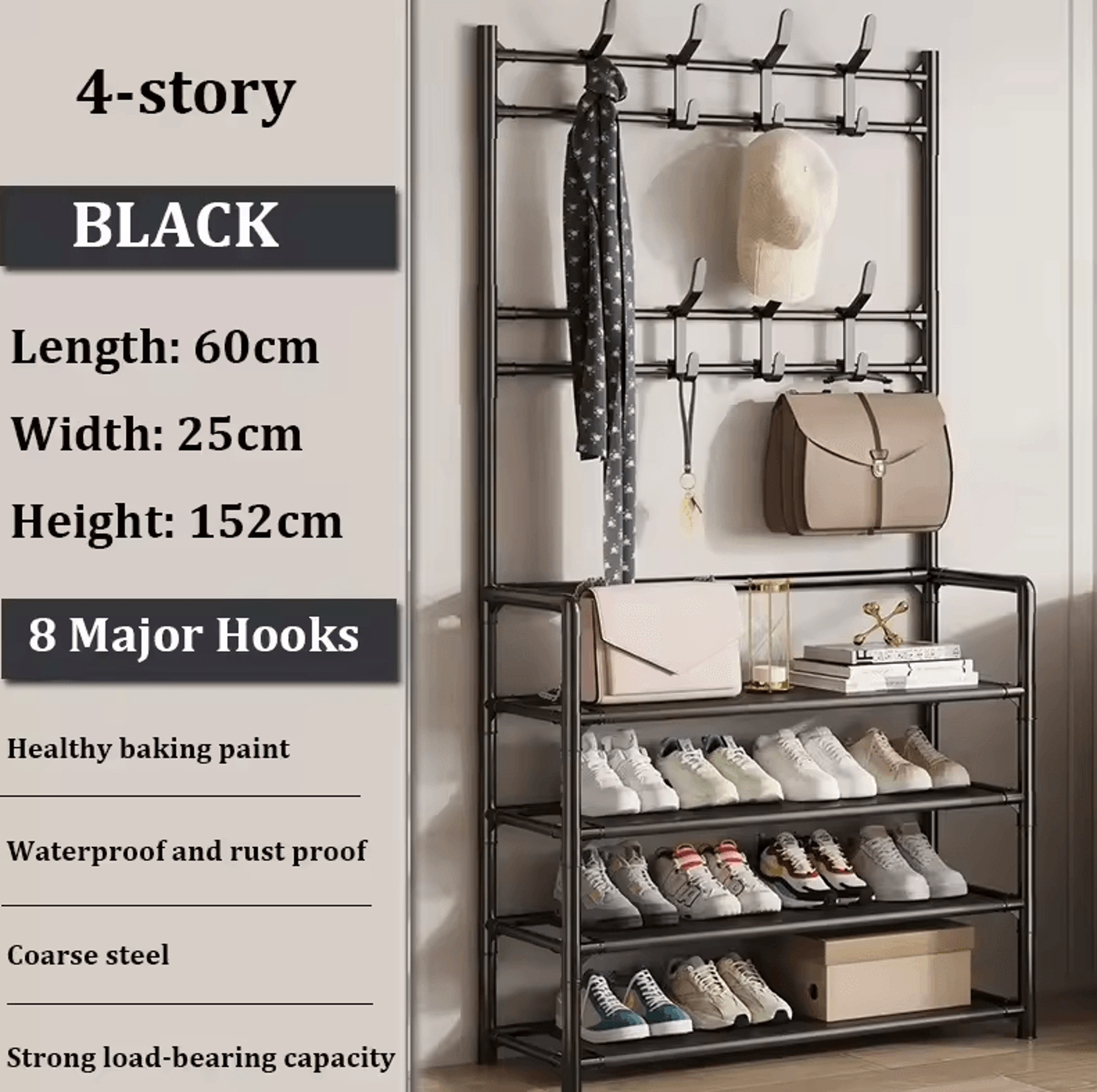 MultiLayer Clothes  Shoe Rack  FloorStanding Organizer With DIY Doorway Hanger Shelf 14