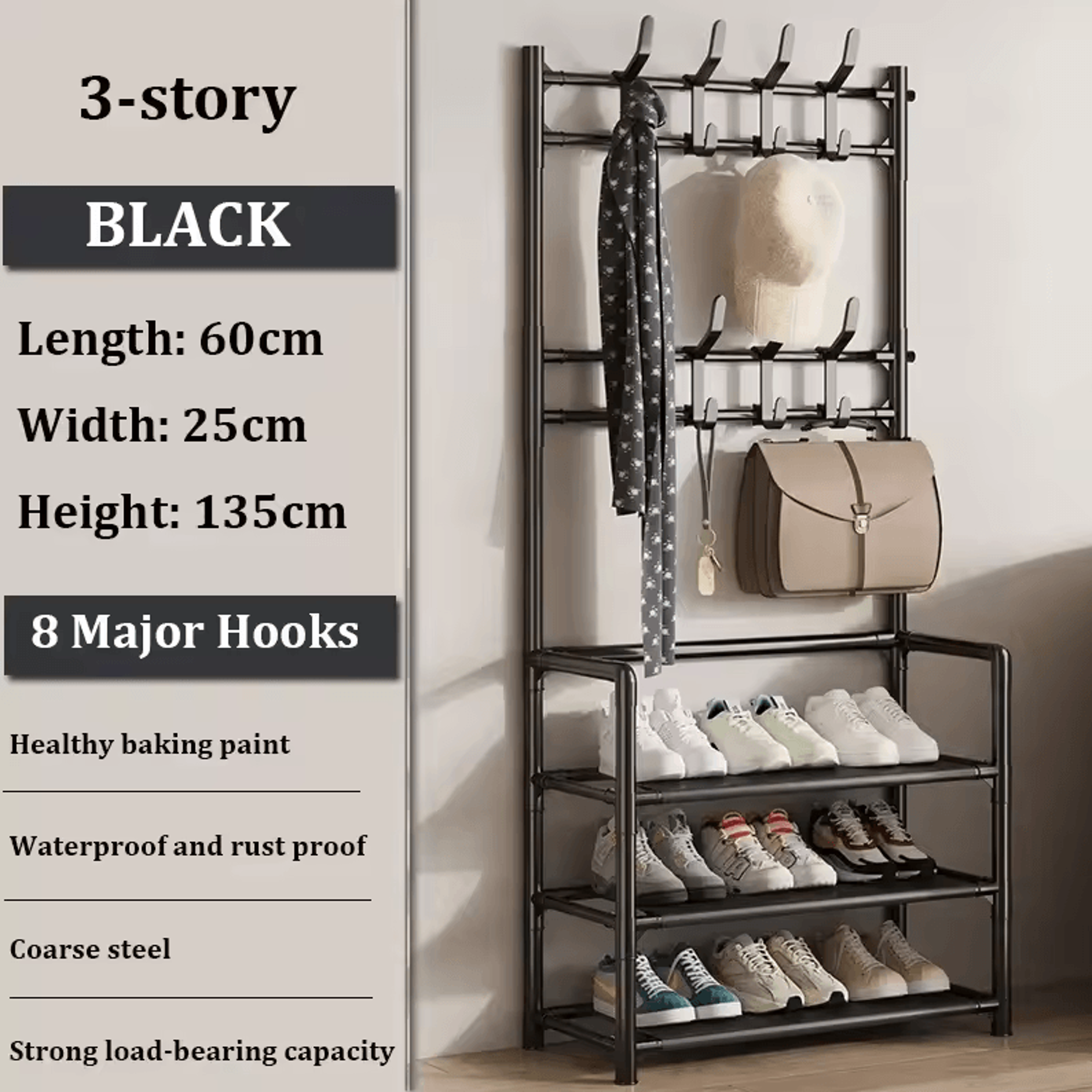 MultiLayer Clothes  Shoe Rack  FloorStanding Organizer With DIY Doorway Hanger Shelf 7