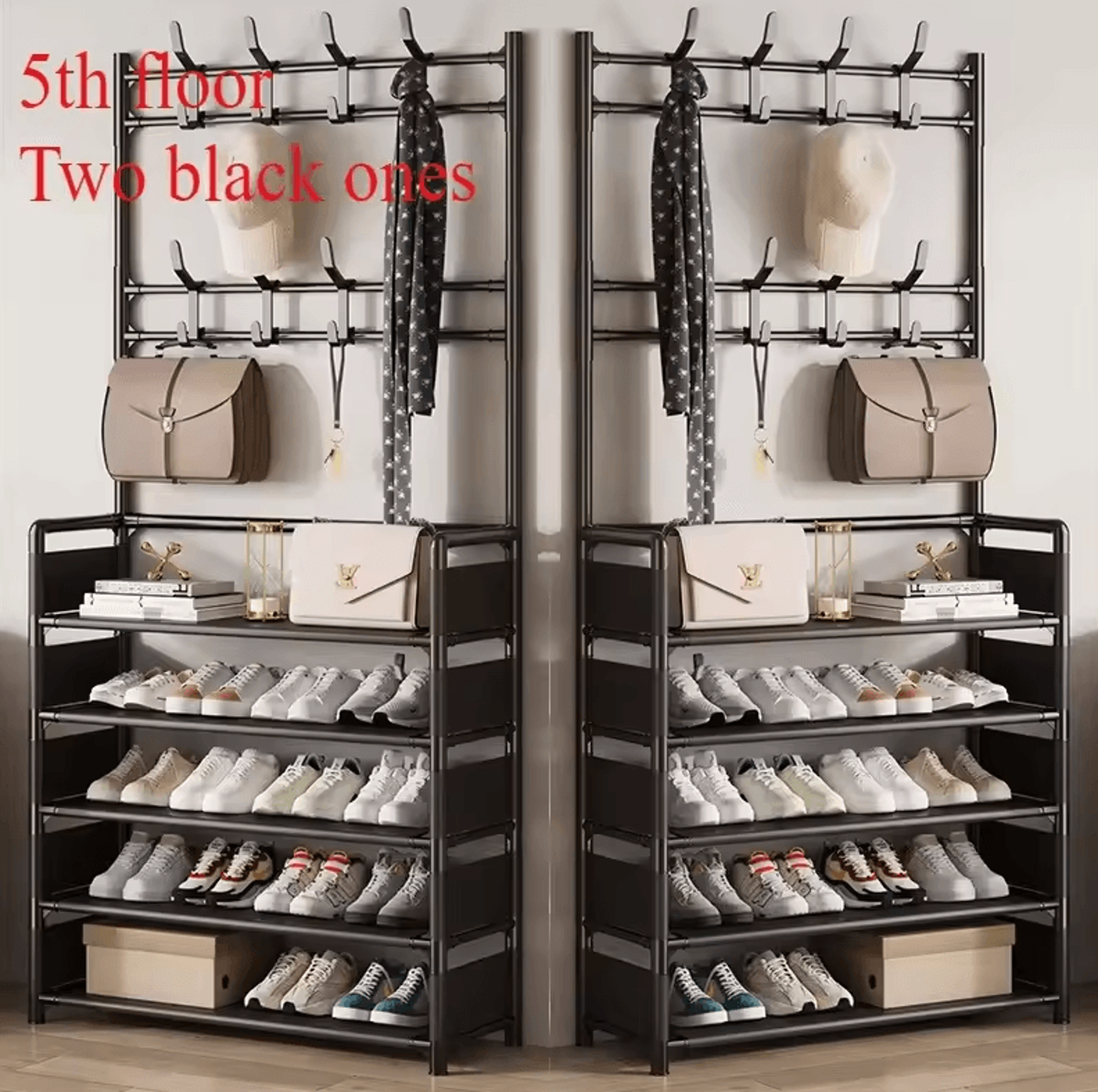 MultiLayer Clothes  Shoe Rack  FloorStanding Organizer With DIY Doorway Hanger Shelf 20