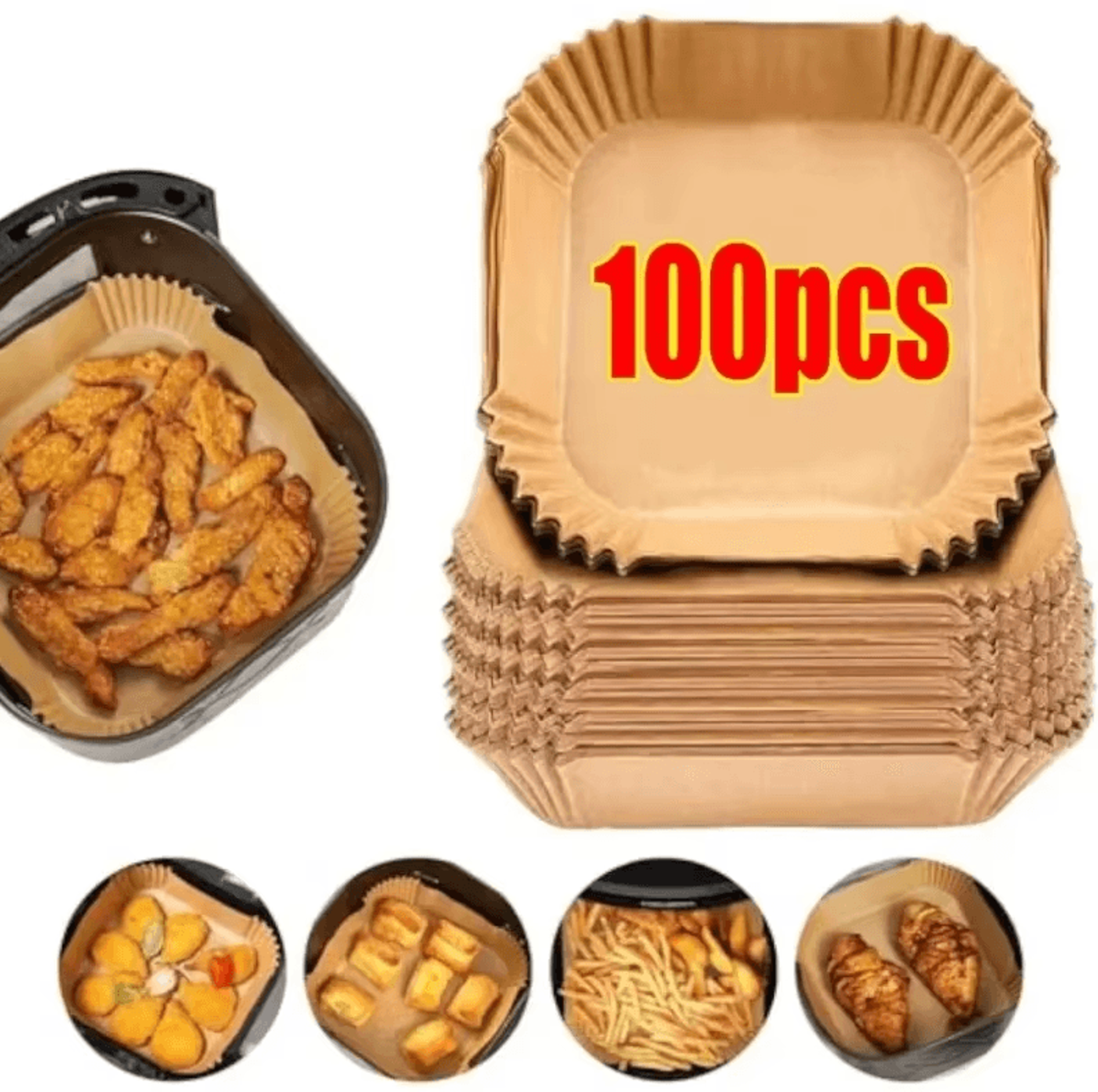 Air Fryer Disposable Liners  NonStick Parchment Paper For Baking Roasting  Microwave 50100 Pcs 0