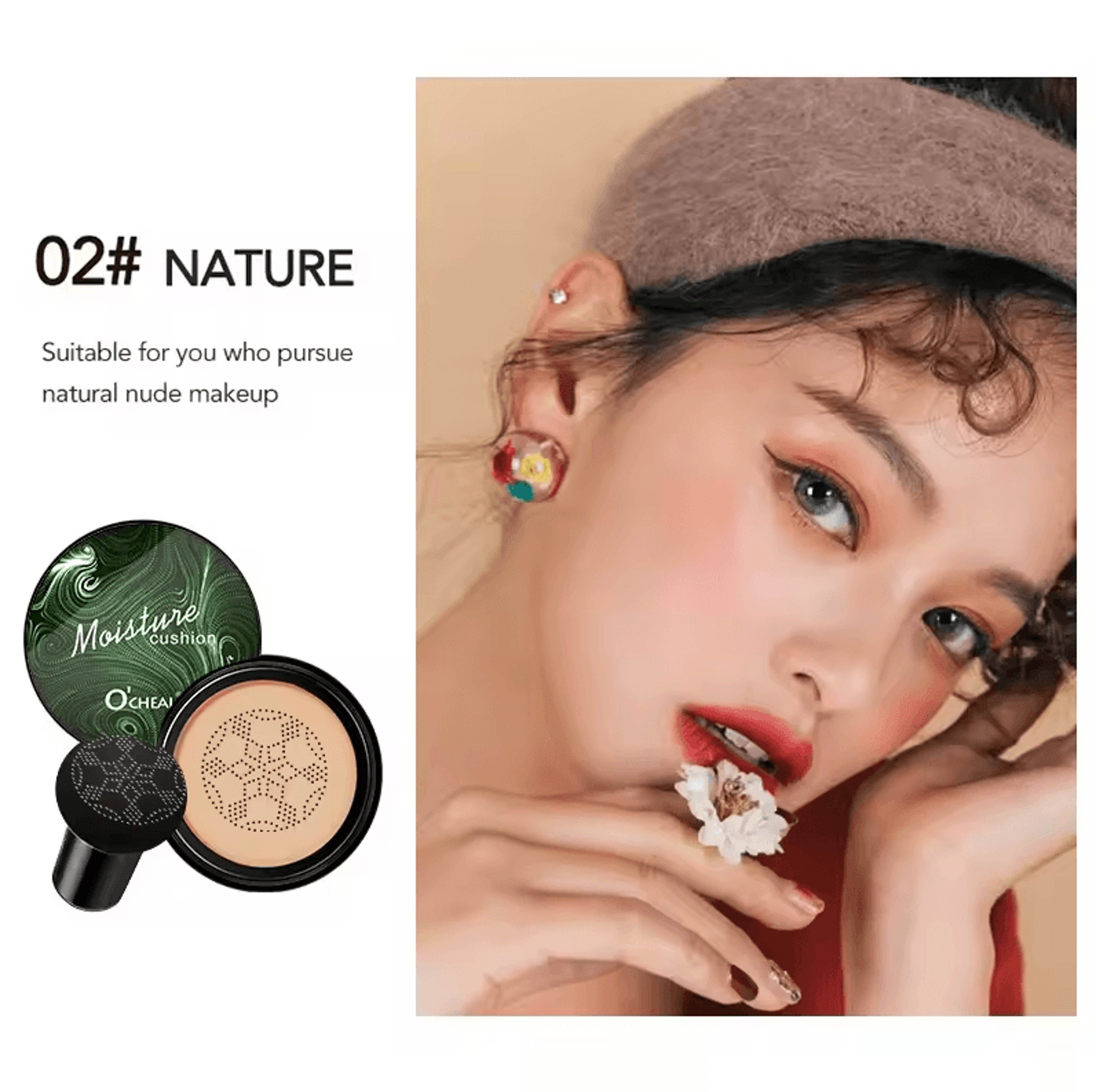 Ocheal BB Cream Air Cushion Compact  Makeup Foundation  Concealer With Mushroom Head Puff 5