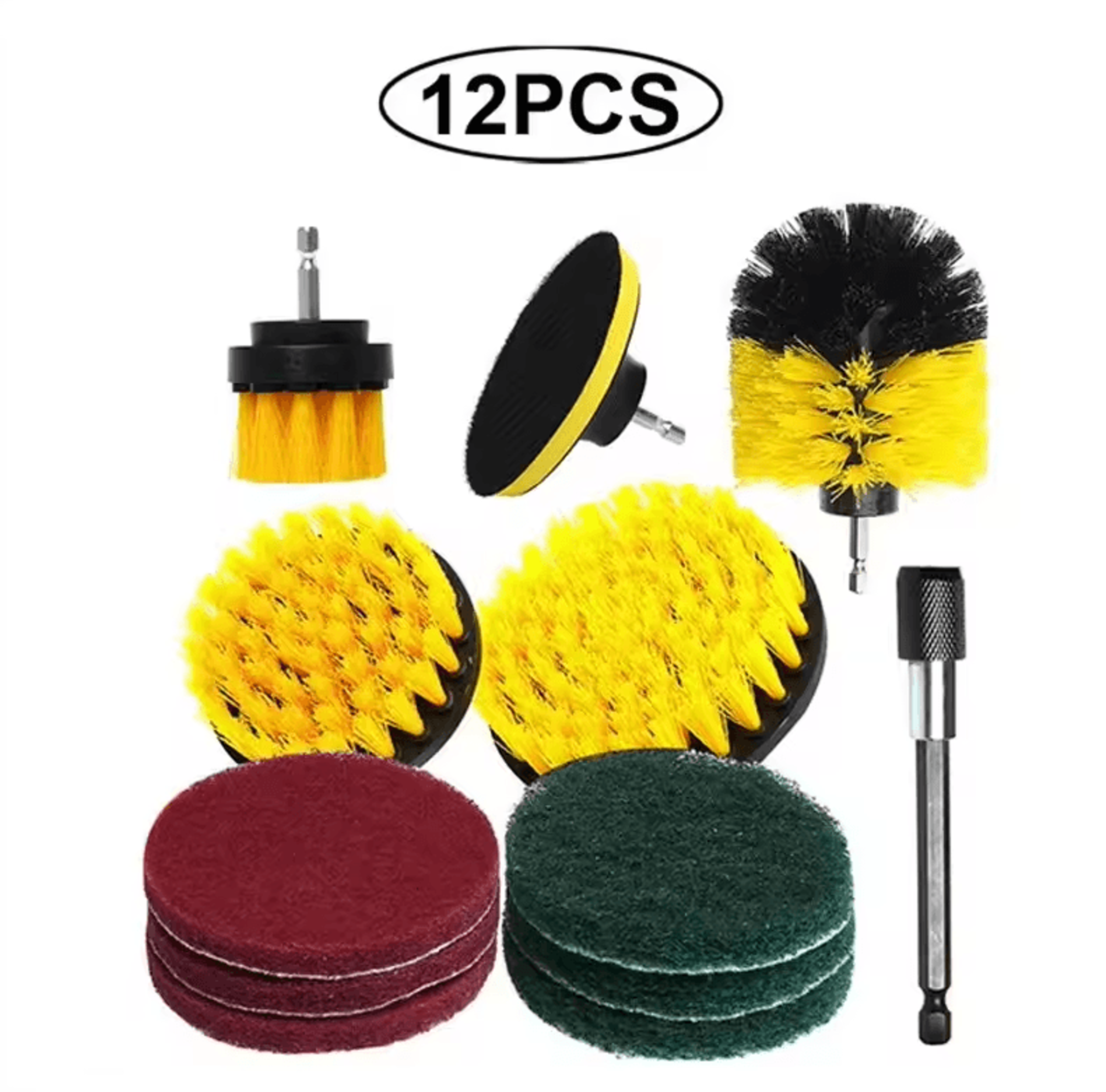 3Piece Electric Drill Scrubber Brush Kit  Power Brush Heads For Carpet Glass  Tires 2in 35in 4in 12