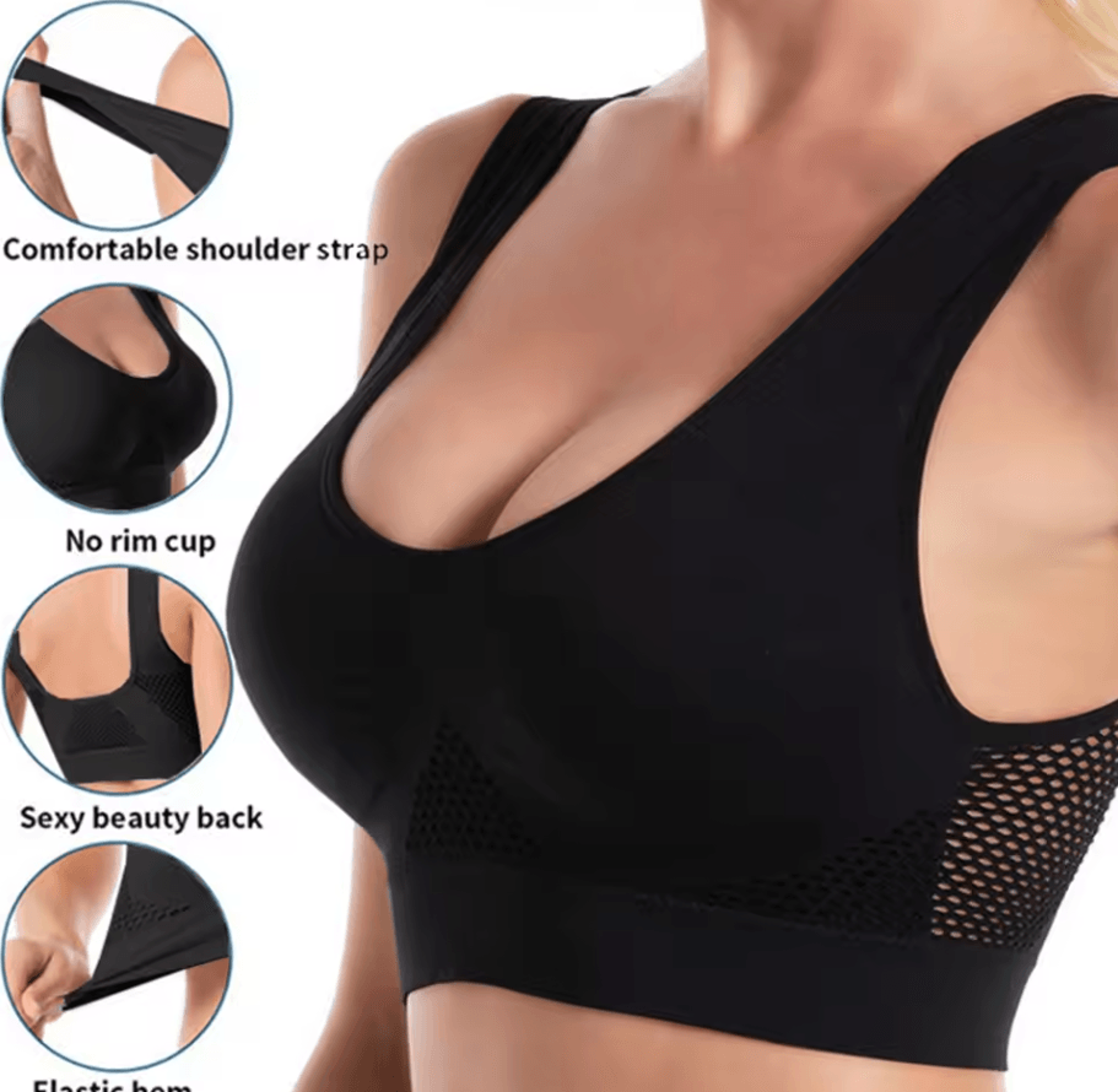 Plus Size Seamless Sports Bra  Wireless Shockproof Fitness  Yoga Crop Top Up To 6XL 1