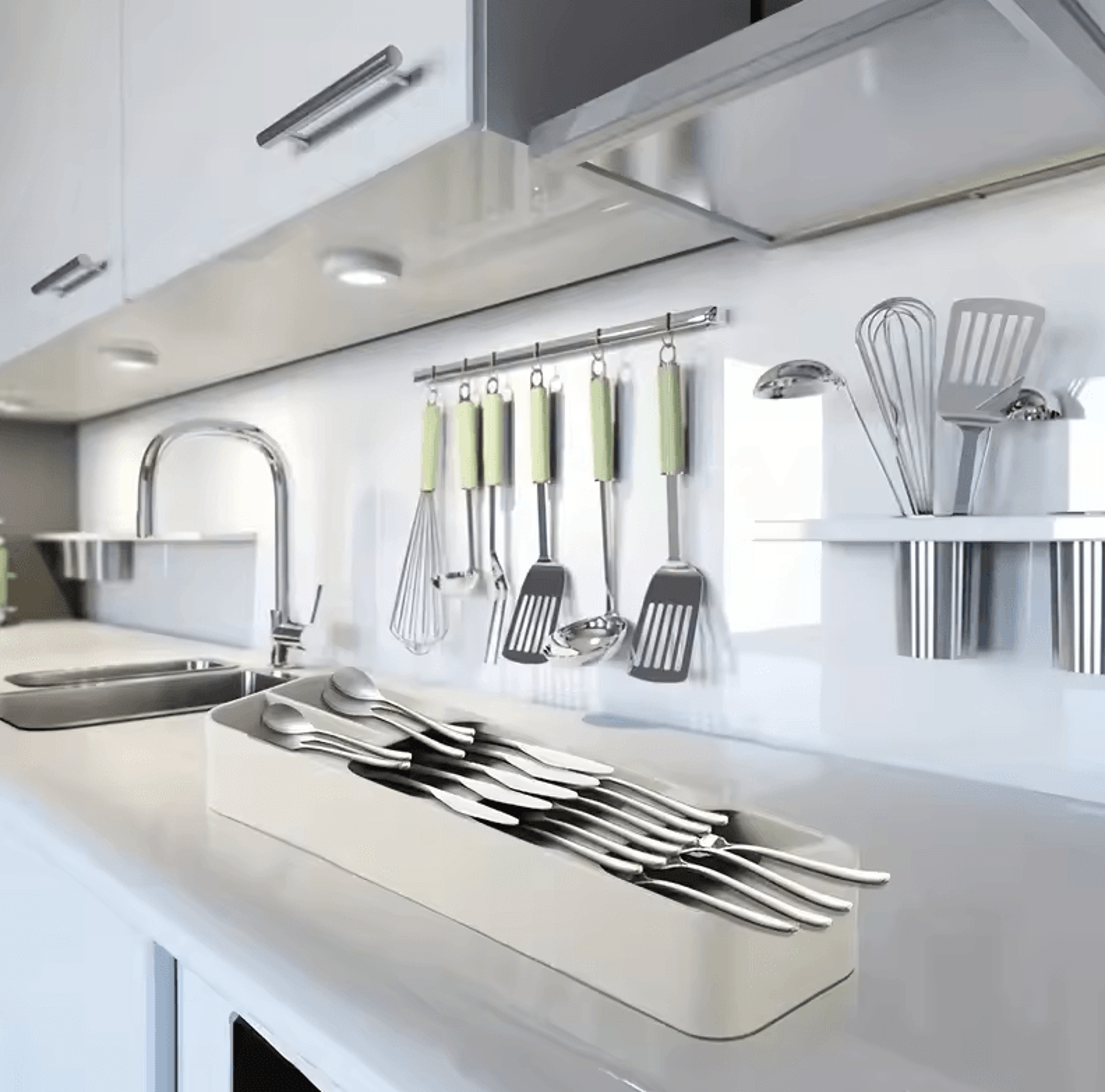 MultiPurpose Cutlery Storage Tray  Compartmentalized Kitchen Drawer Organizer Box 5