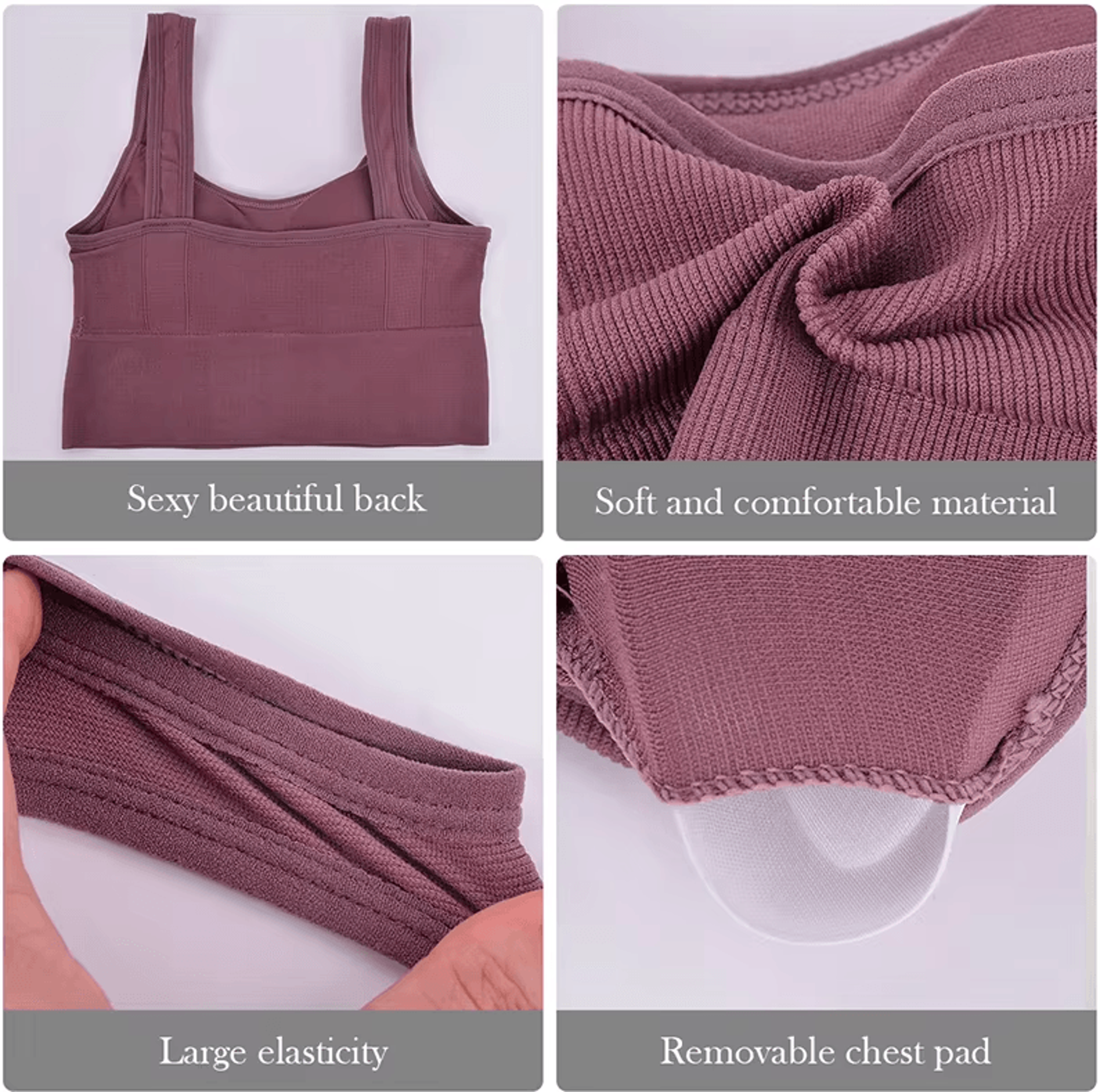 Breathable Sports Bra Seamless Yoga AntiSweat Fitness Top With PushUp Support 4