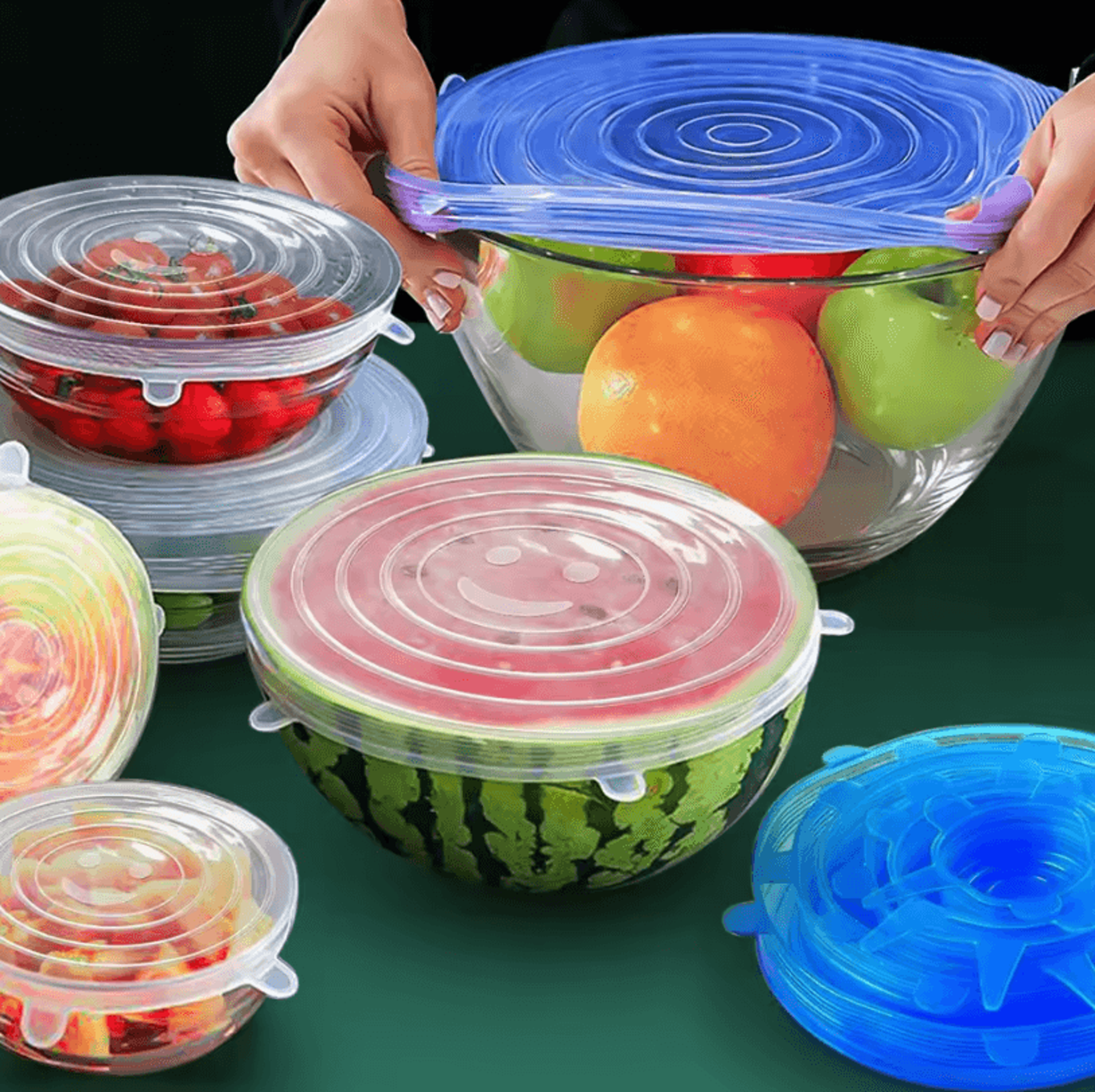6 Pcs Silicone Cover Stretch Lids Universal Adaptable Kitchen Bowl Caps 0