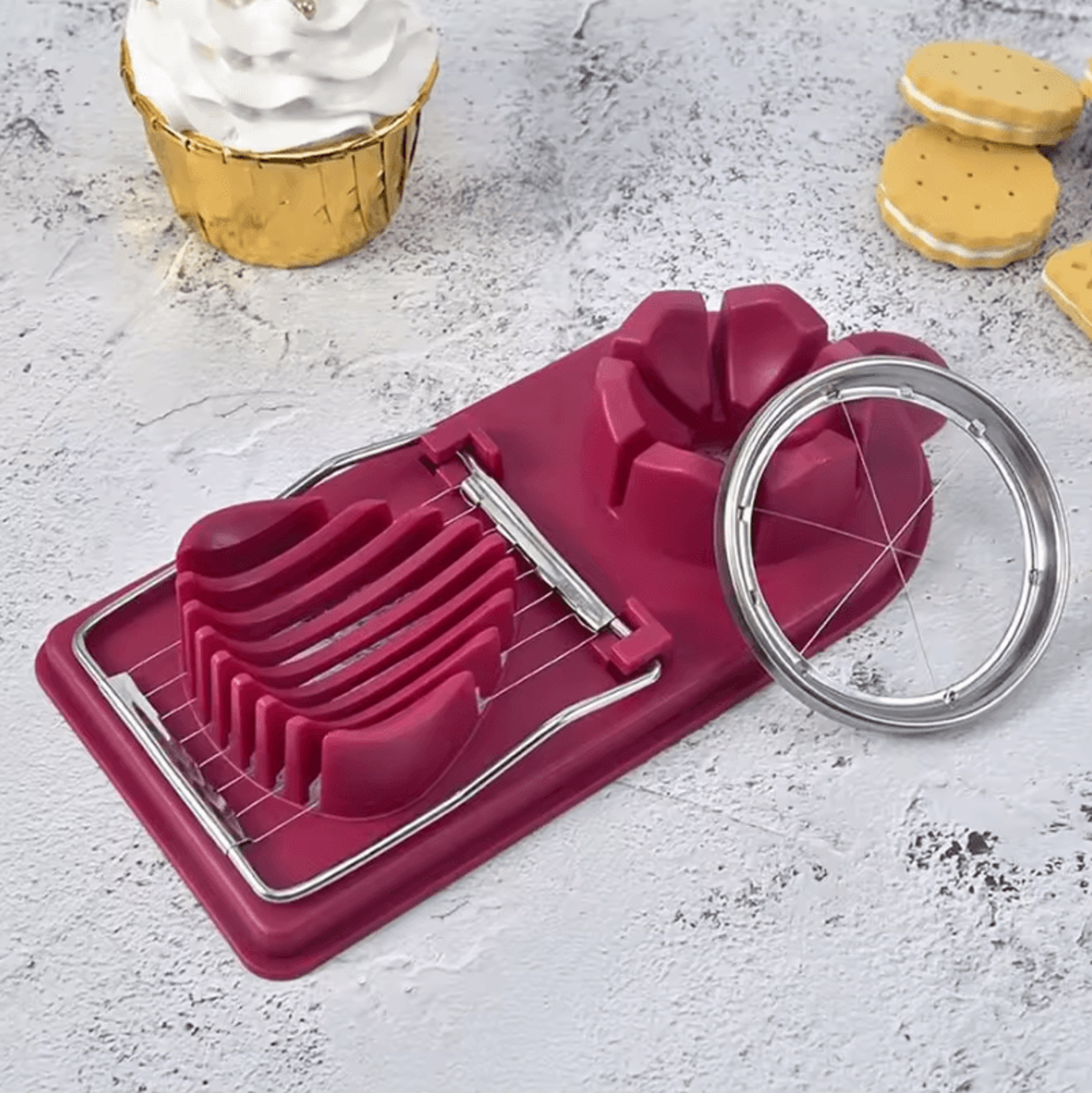 2in1 Multifunctional Egg Cutter With Stainless Steel Wire And PP Base 4