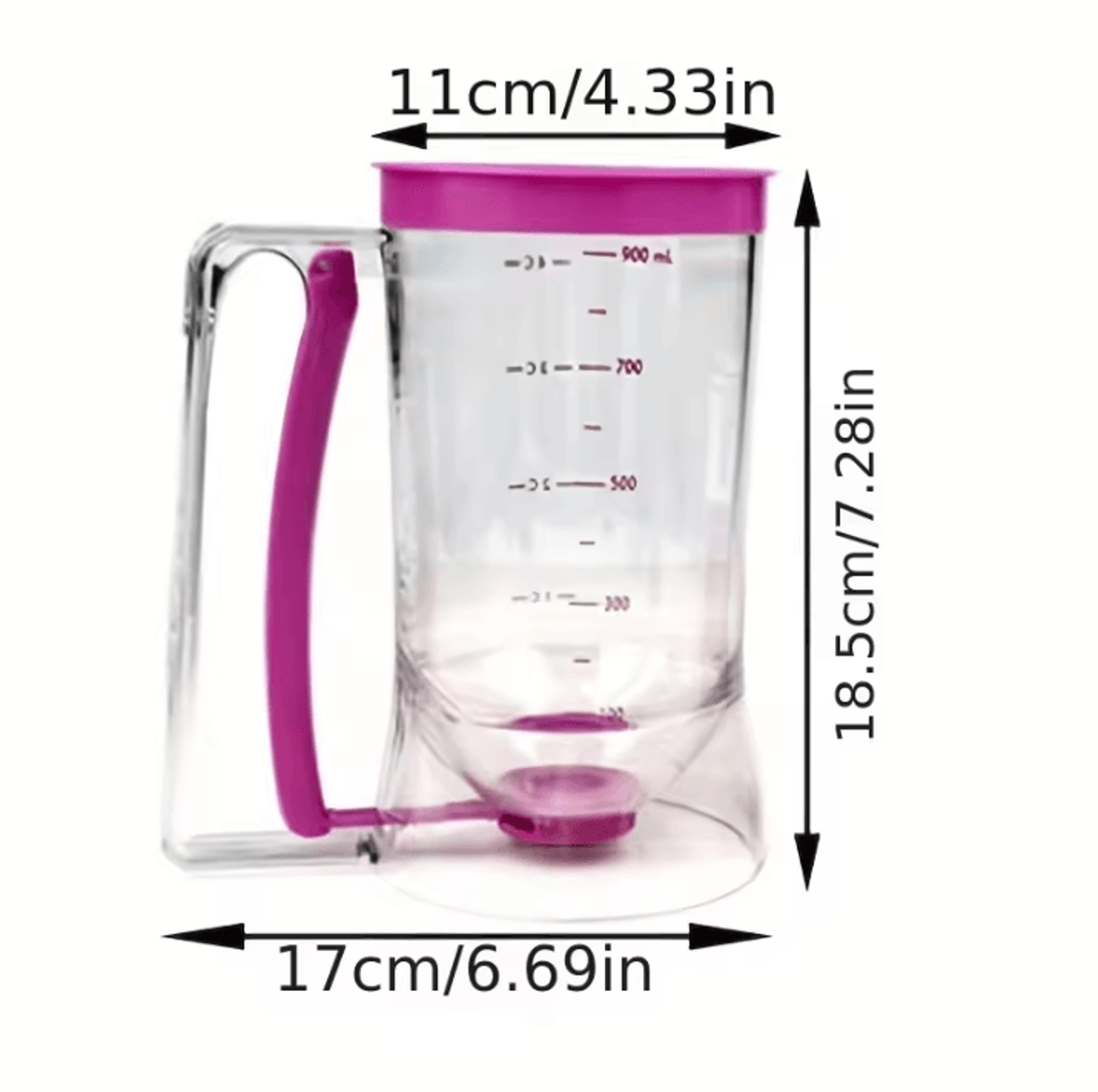 900ml HandHeld Batter Dispenser Bottle With Graduated Funnel For Pancakes And Cakes 5