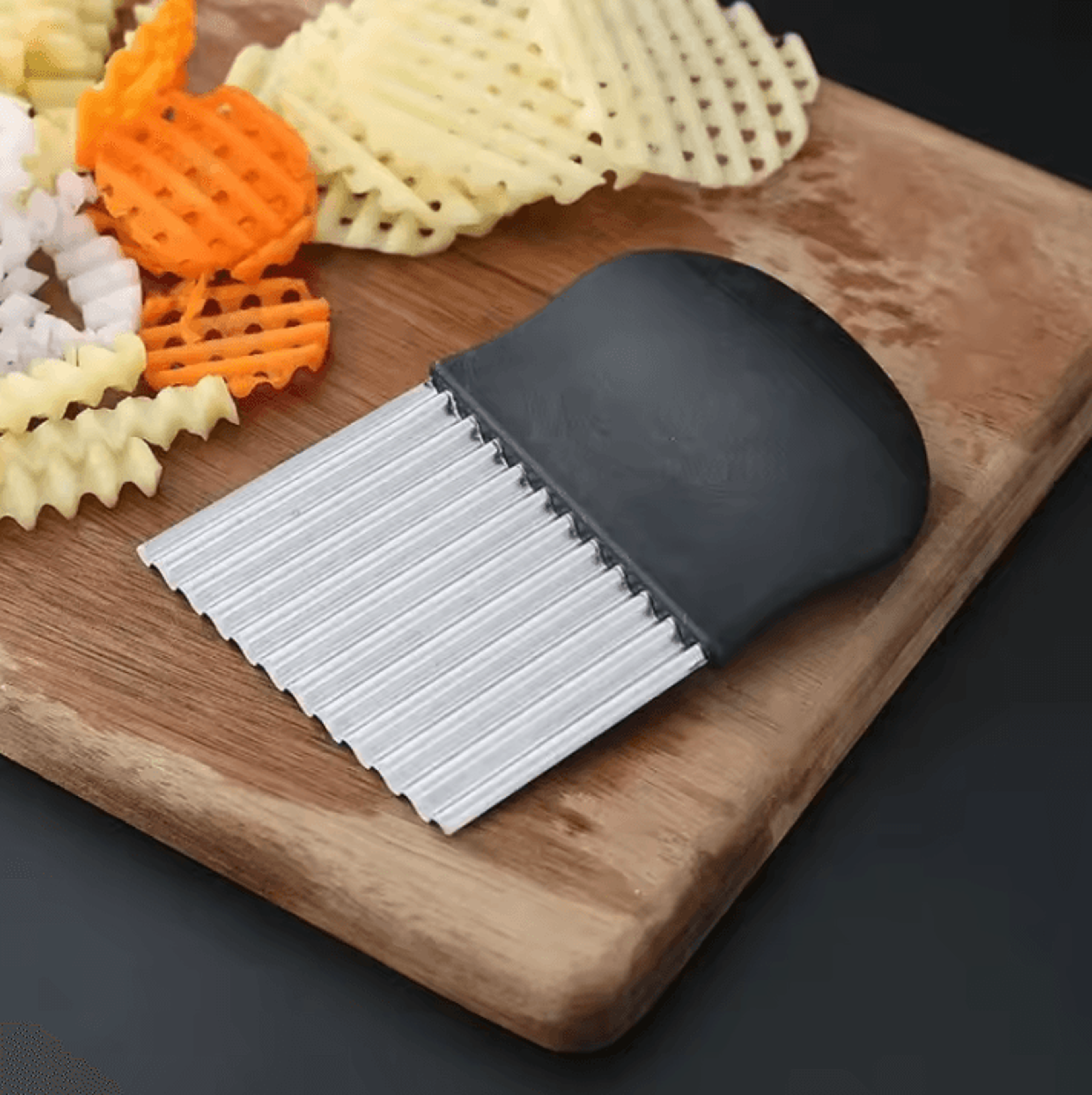 Stainless Steel Potato Chip Slicer Dough Vegetable Fruit Crinkle Wavy Kitchen Knife Cutter Chopper  2