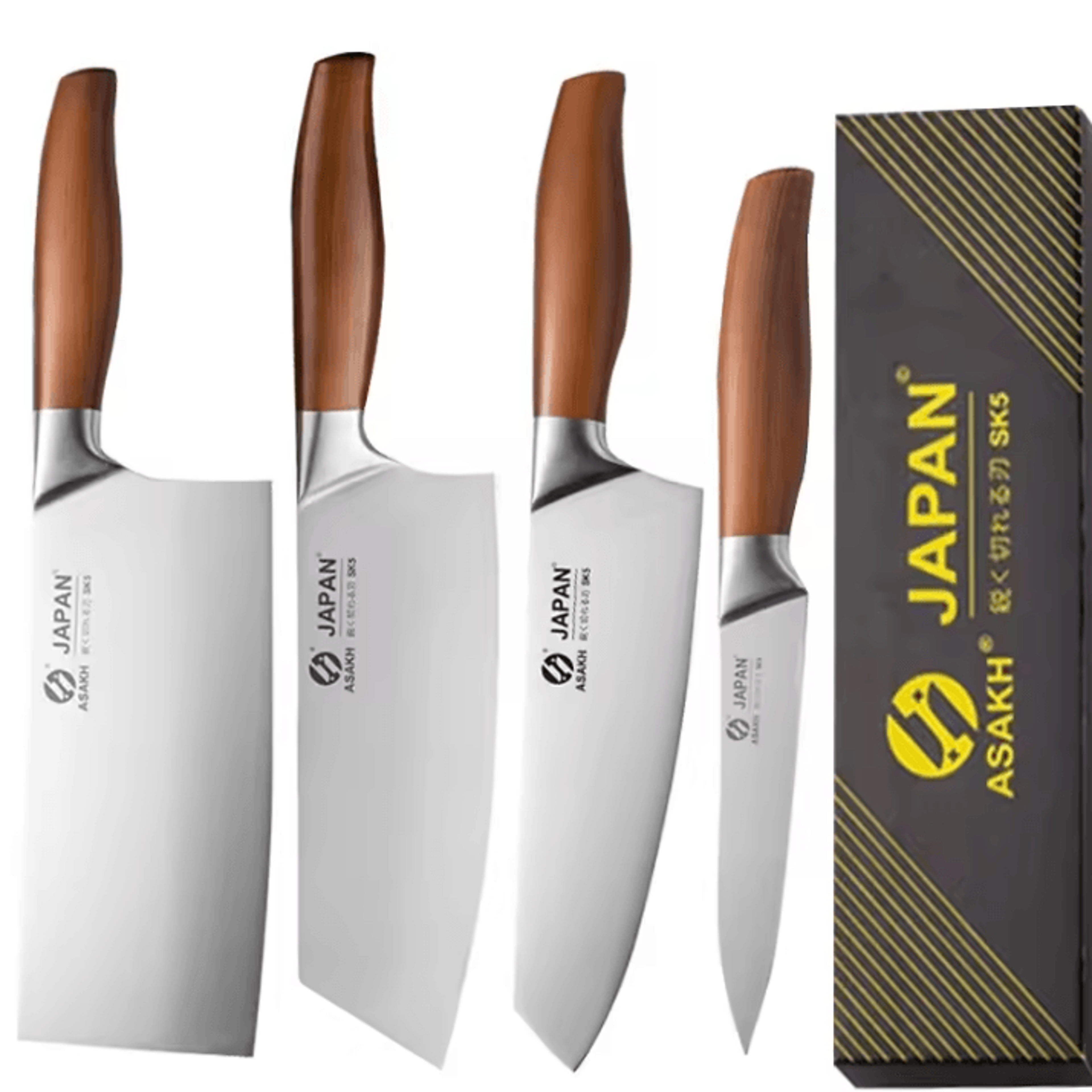 Professional Japanese Kitchen Knives Set With Chef Santoku Fillet And Cleaver 11