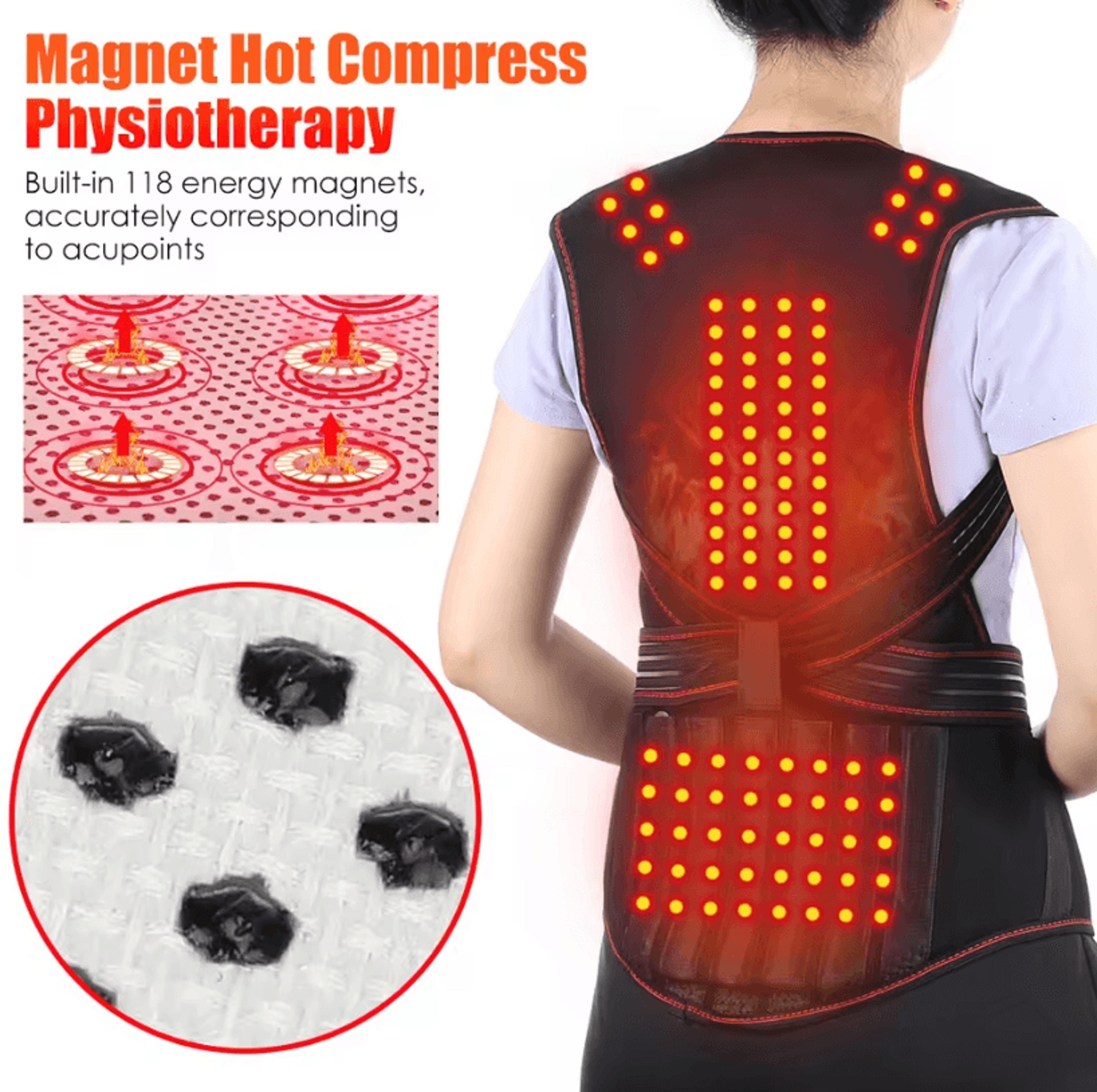 Tourmaline Magnetic Heated Vest And Lumbar Support Thermal Brace 1