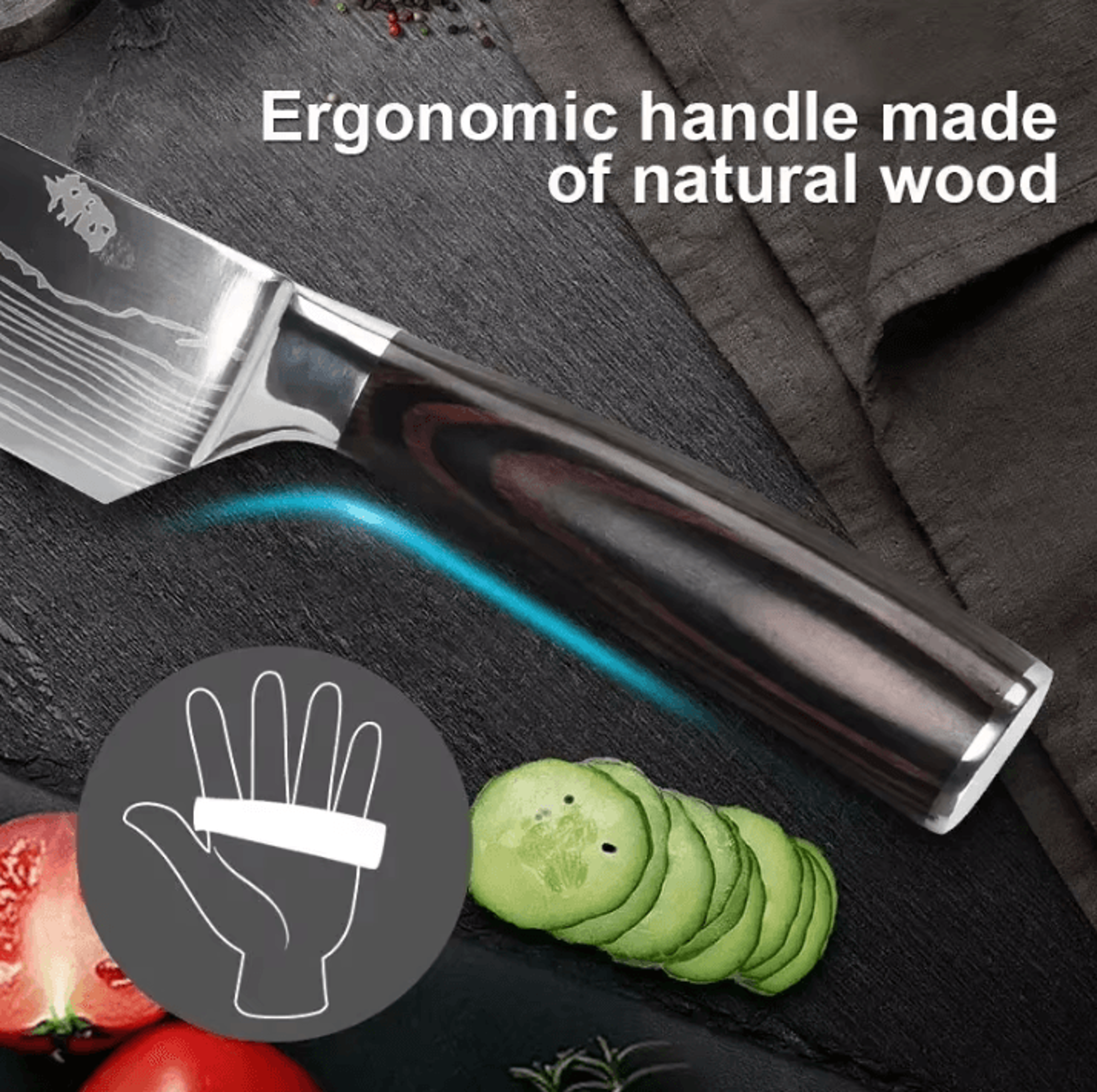 Professional Damascus Kitchen Knife Set  Japanese Santoku Cleaver  Stainless Steel Boning Knife 2