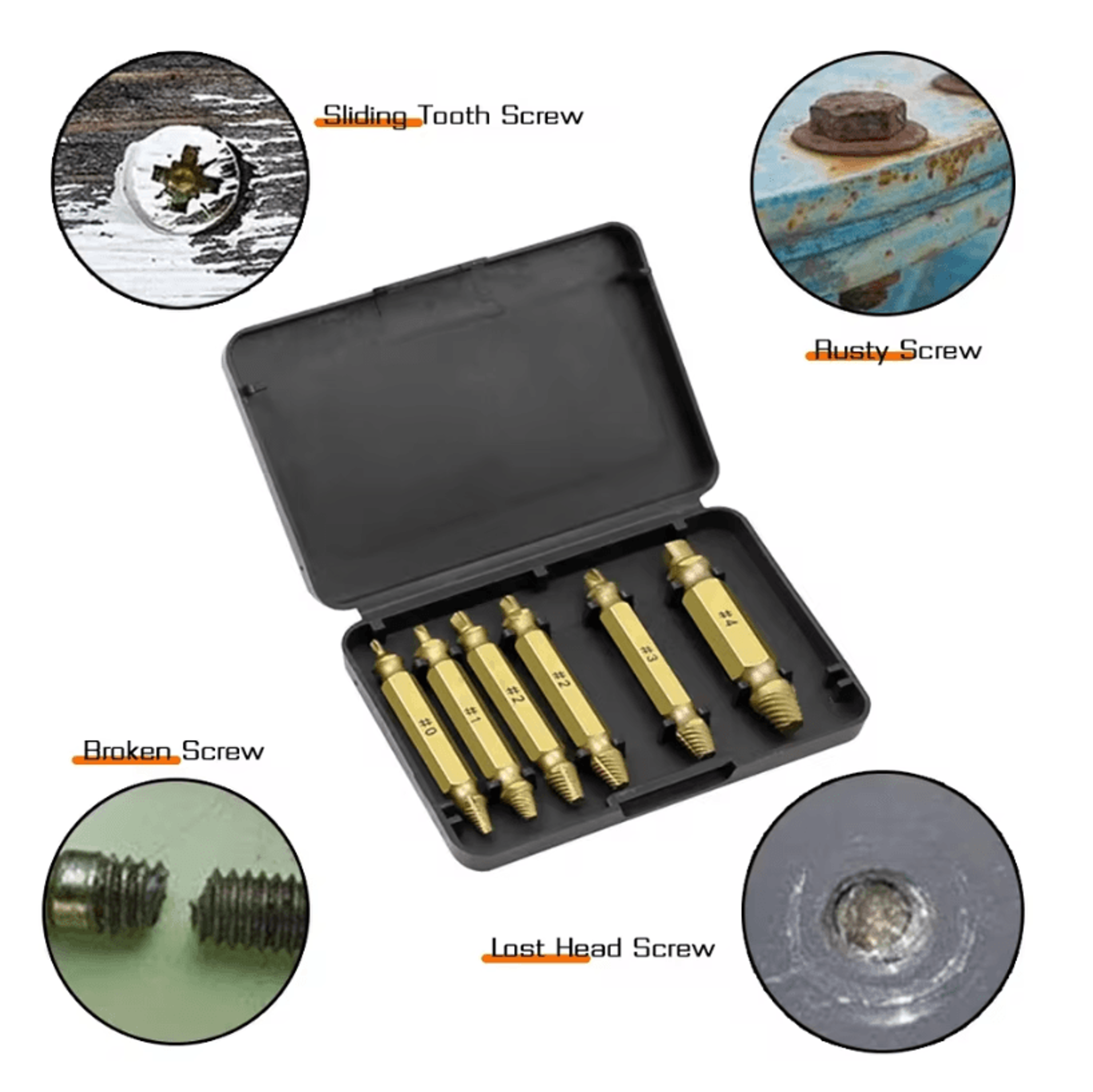 Damaged Screw Extractor Set  Double Head Broken Bolt Removal Tool For Stripped  Stuck Screws 2