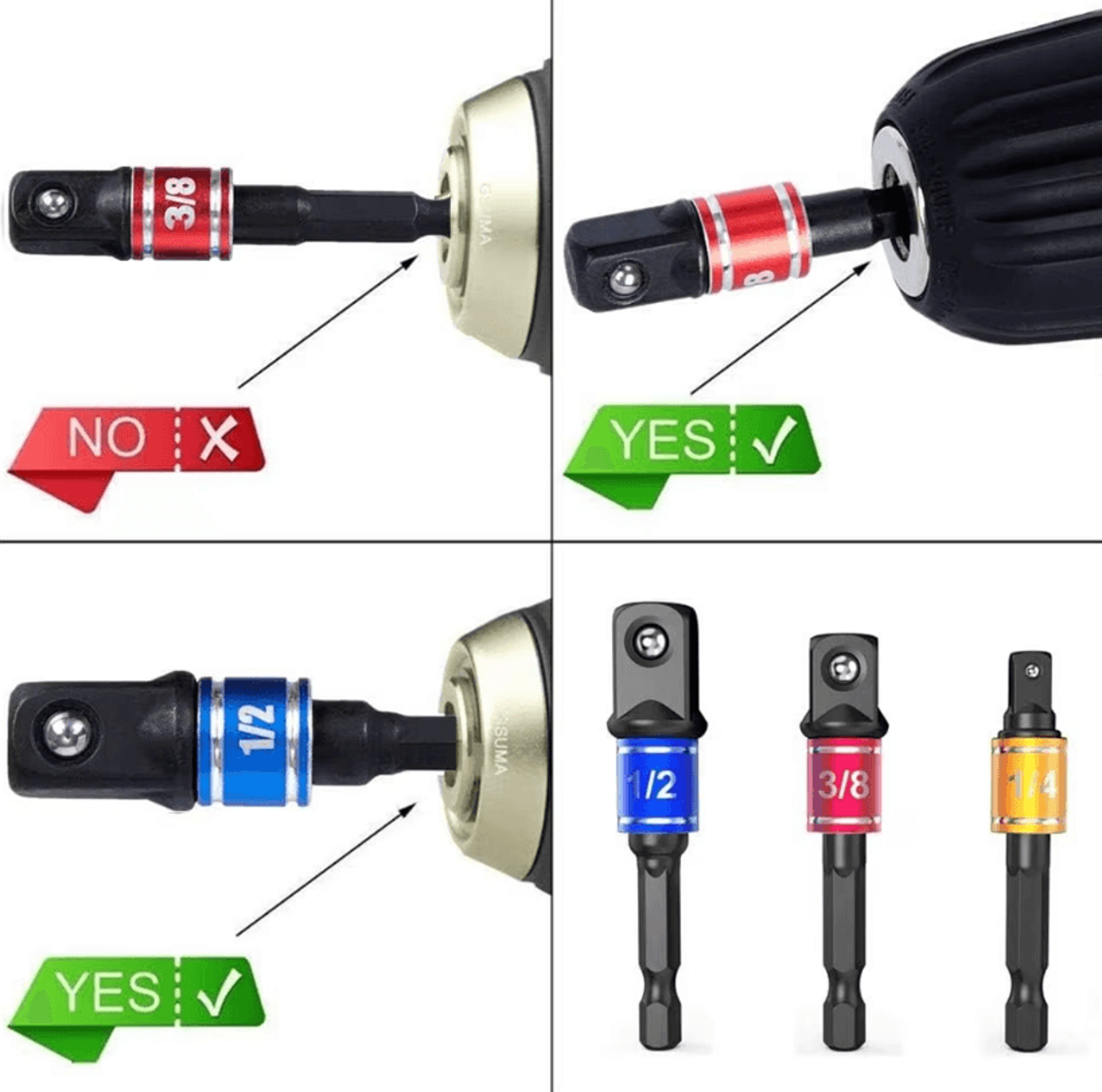 Impact Grade 105 Angle Socket Adapter Set  Power Tool Driver Extension  Screwdriver Holder 2