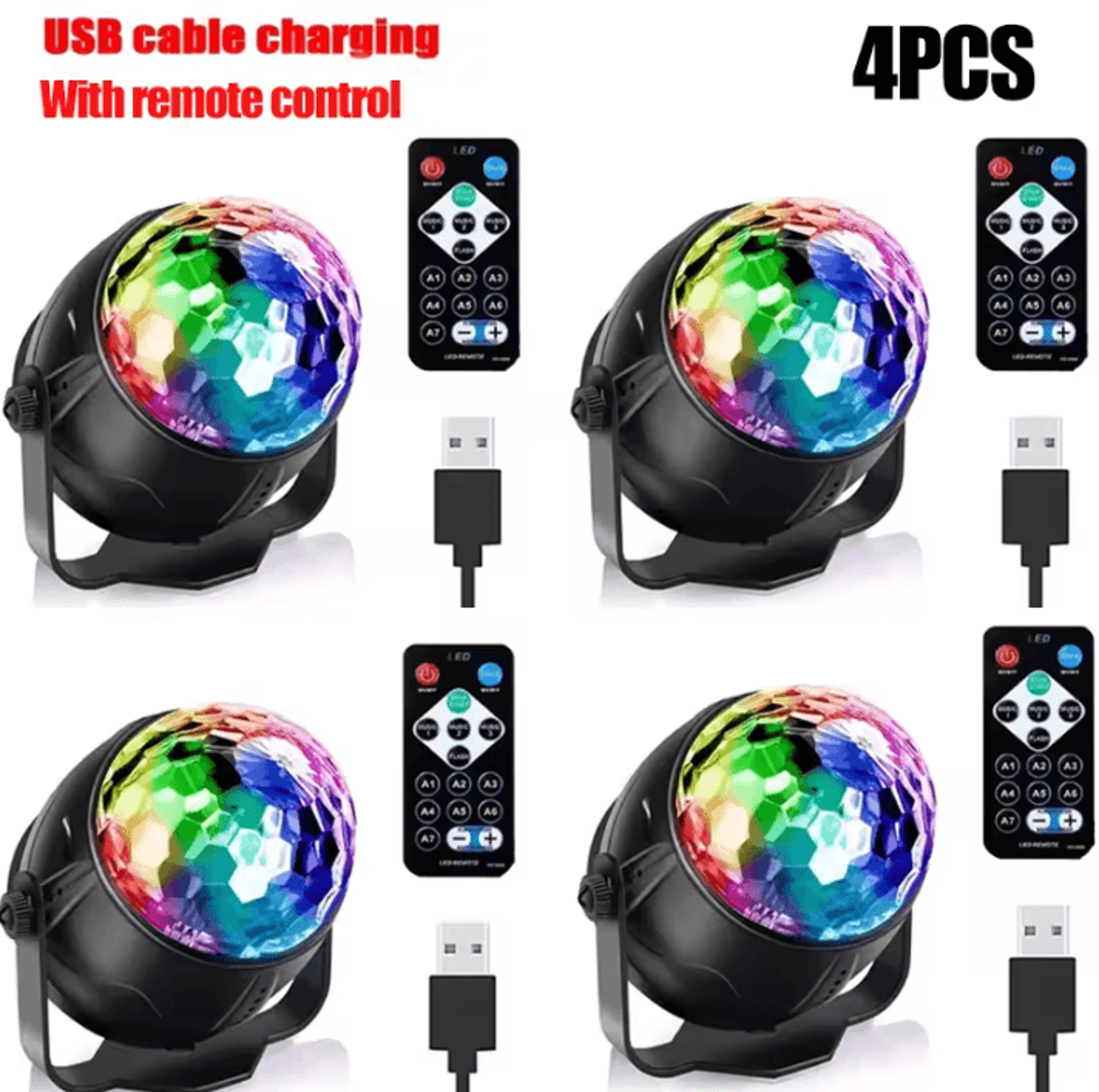 RGB LED Rotating Party Light  Sound Controlled DJ Stage  Disco Lamp With Remote 8