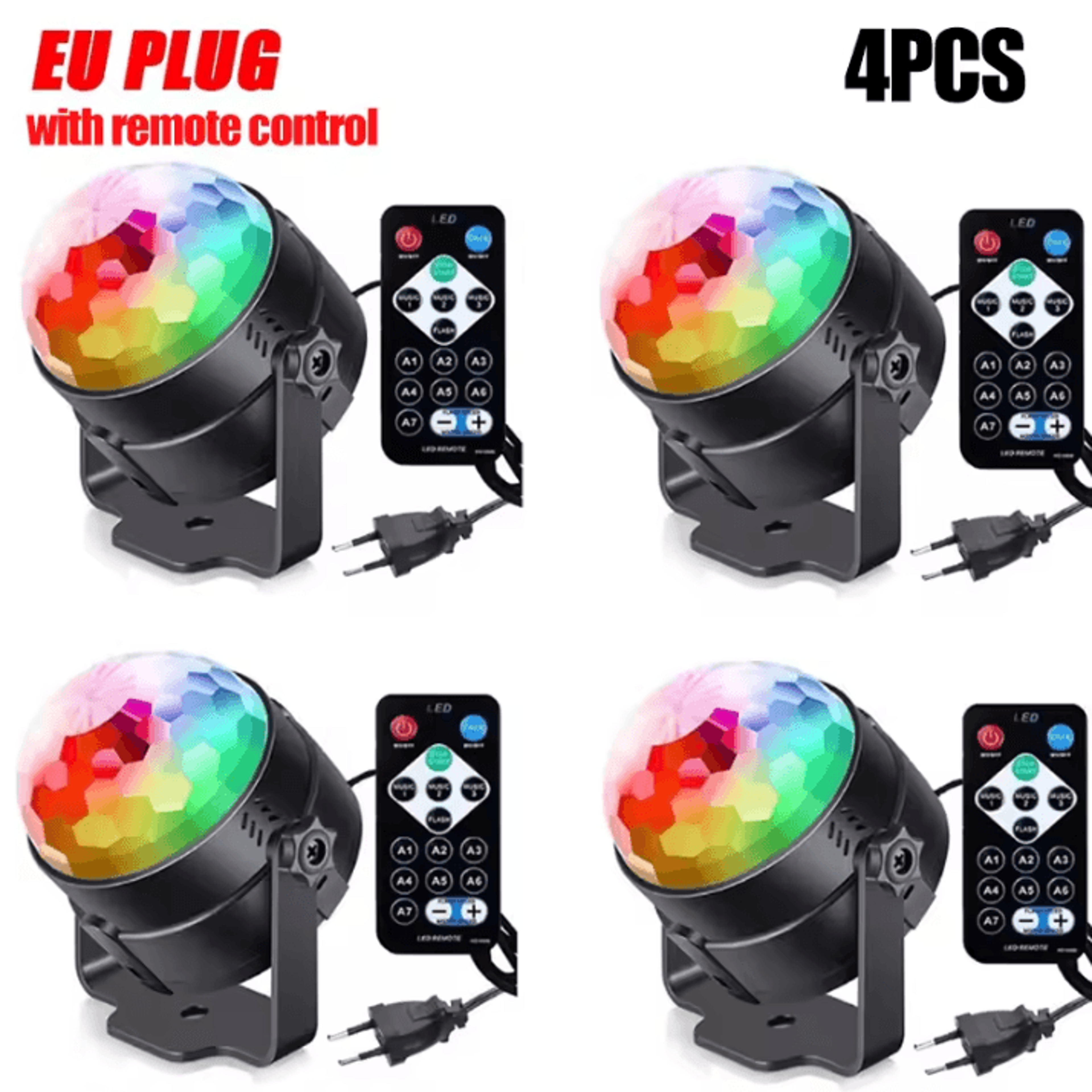 RGB LED Rotating Party Light  Sound Controlled DJ Stage  Disco Lamp With Remote 14