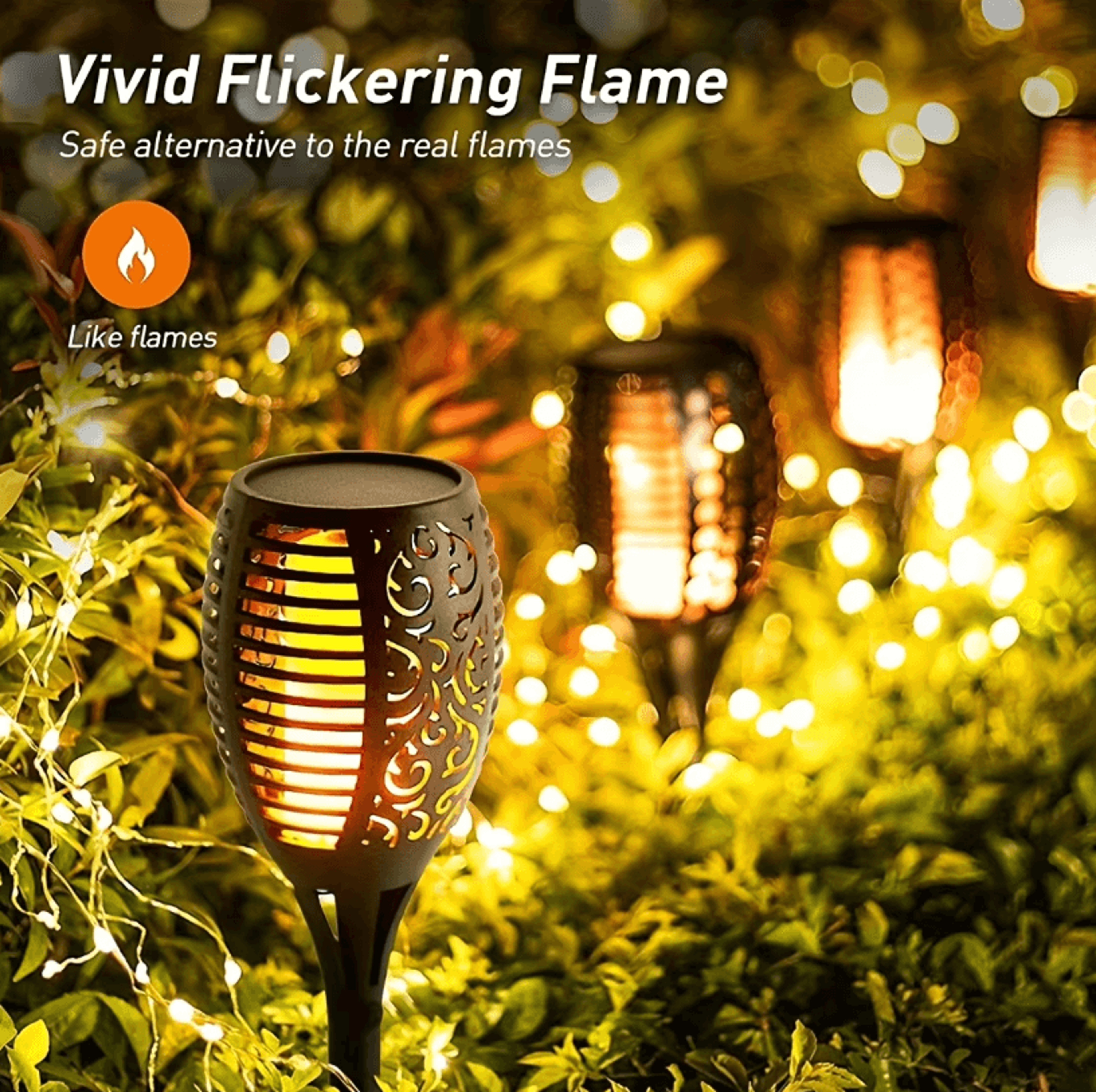 12LED Solar Flame Torch Lights  Waterproof Flickering Garden  Pathway Outdoor Solar Lamps 2