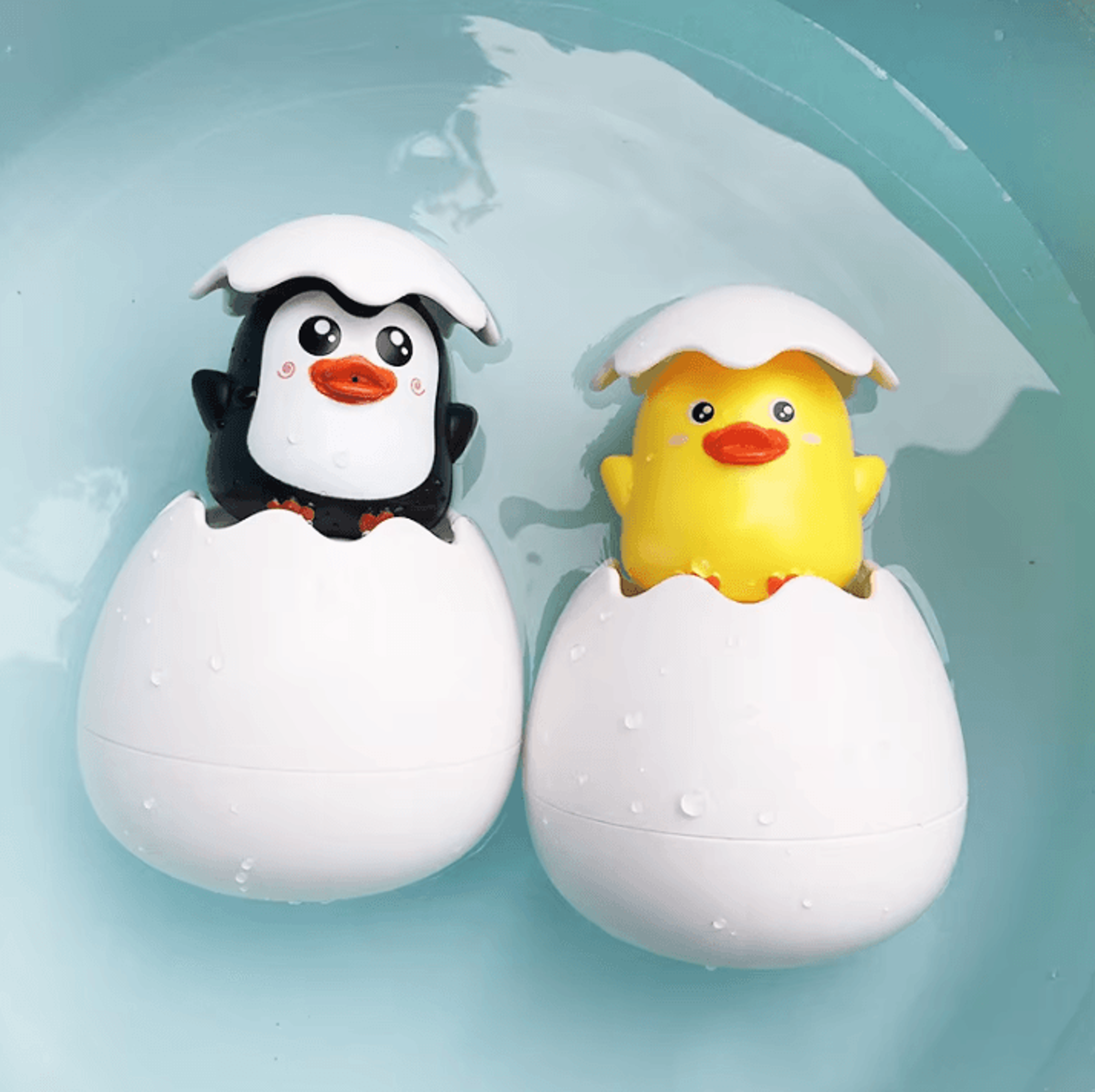 Cute Baby Bathing Toy Set  Duck Penguin And Egg Water Spray Sprinkler Toys For Kids 3