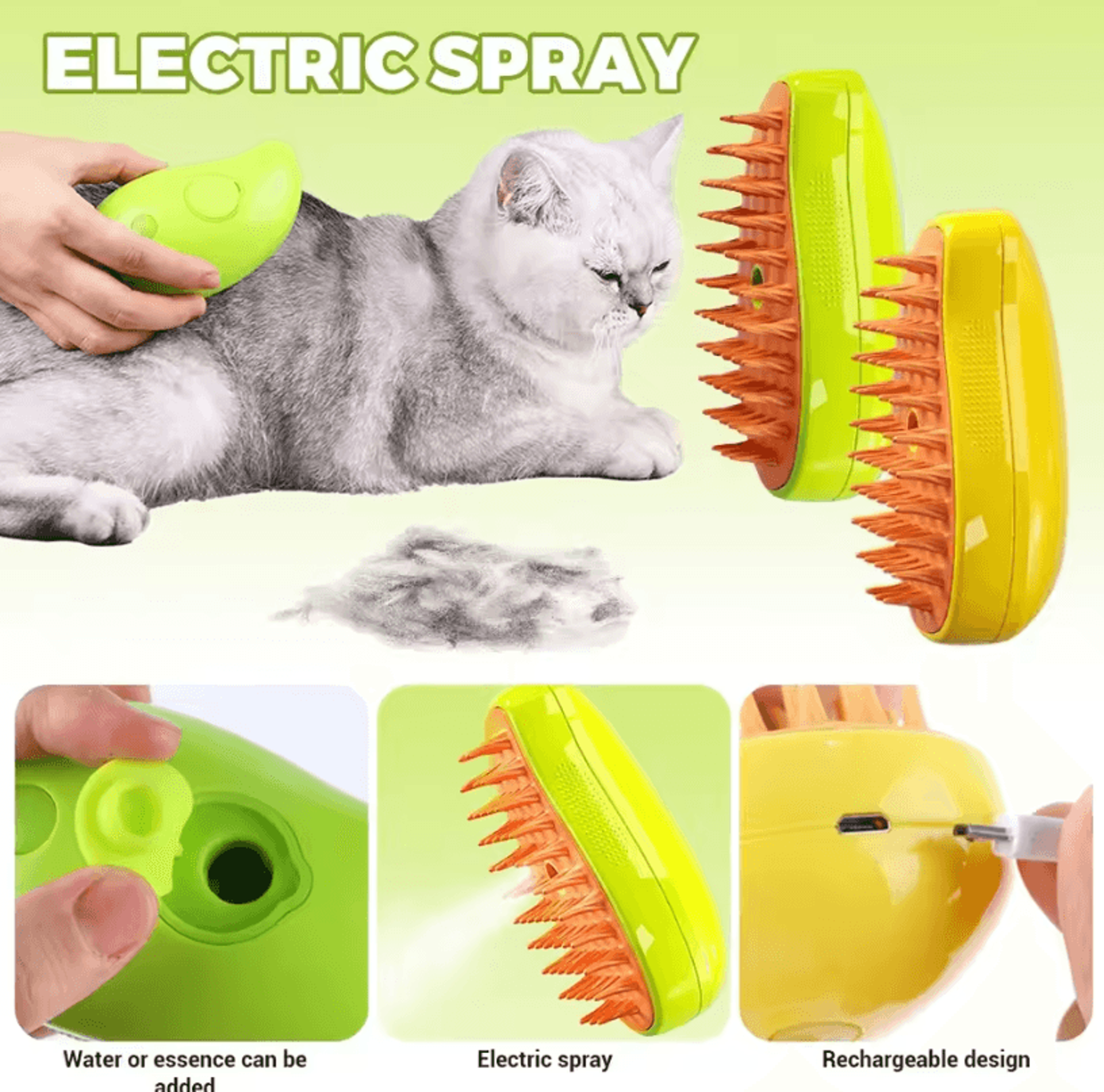 Electric 3in1 Pet Steam Brush  Steam Sprayer Massage Comb  Shedding Grooming Tool For Dogs  Cats 2