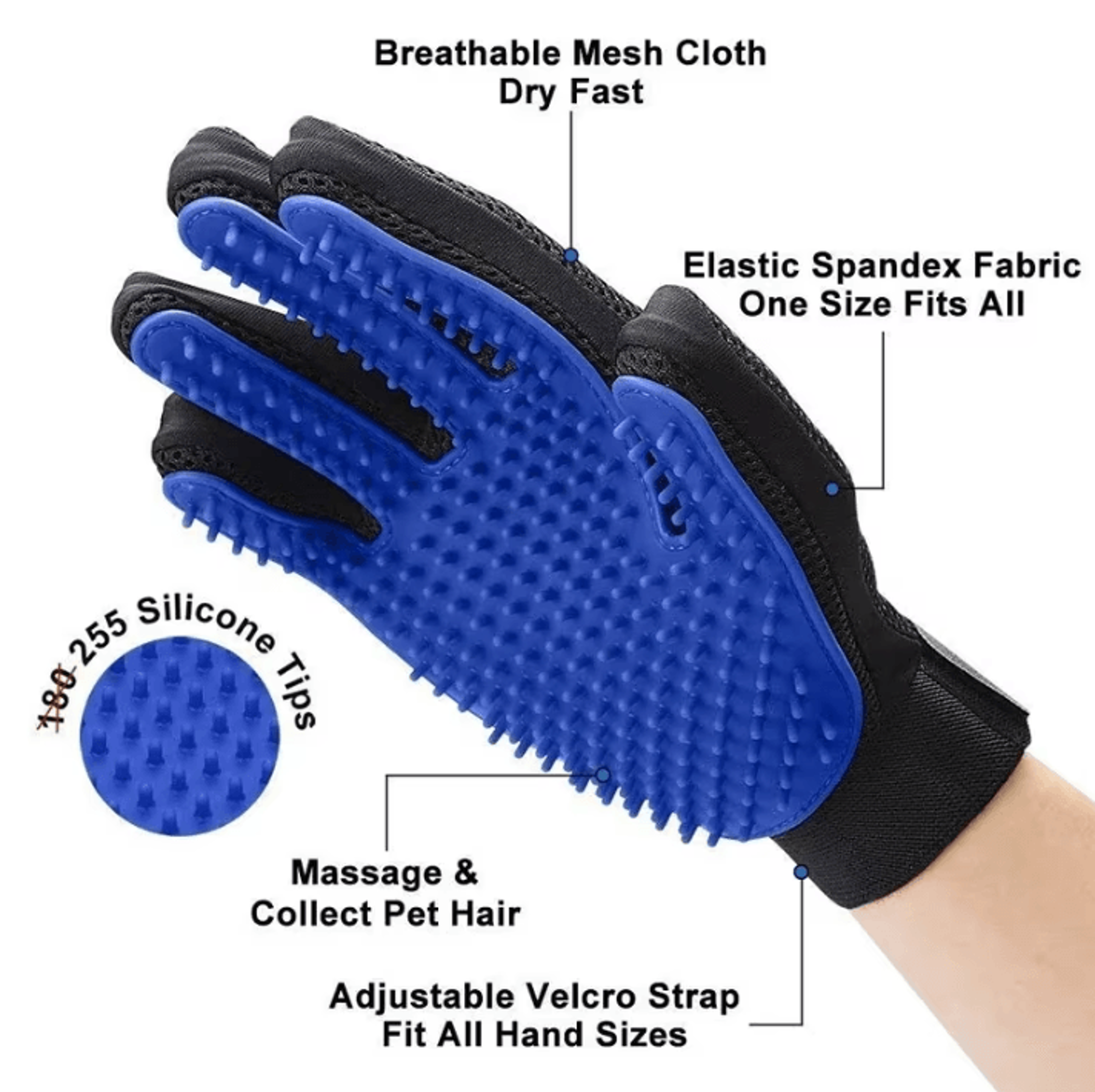 Silicone Pet Grooming Gloves  Hair Removal Brush  Bathing Comb For Dogs And Cats 2