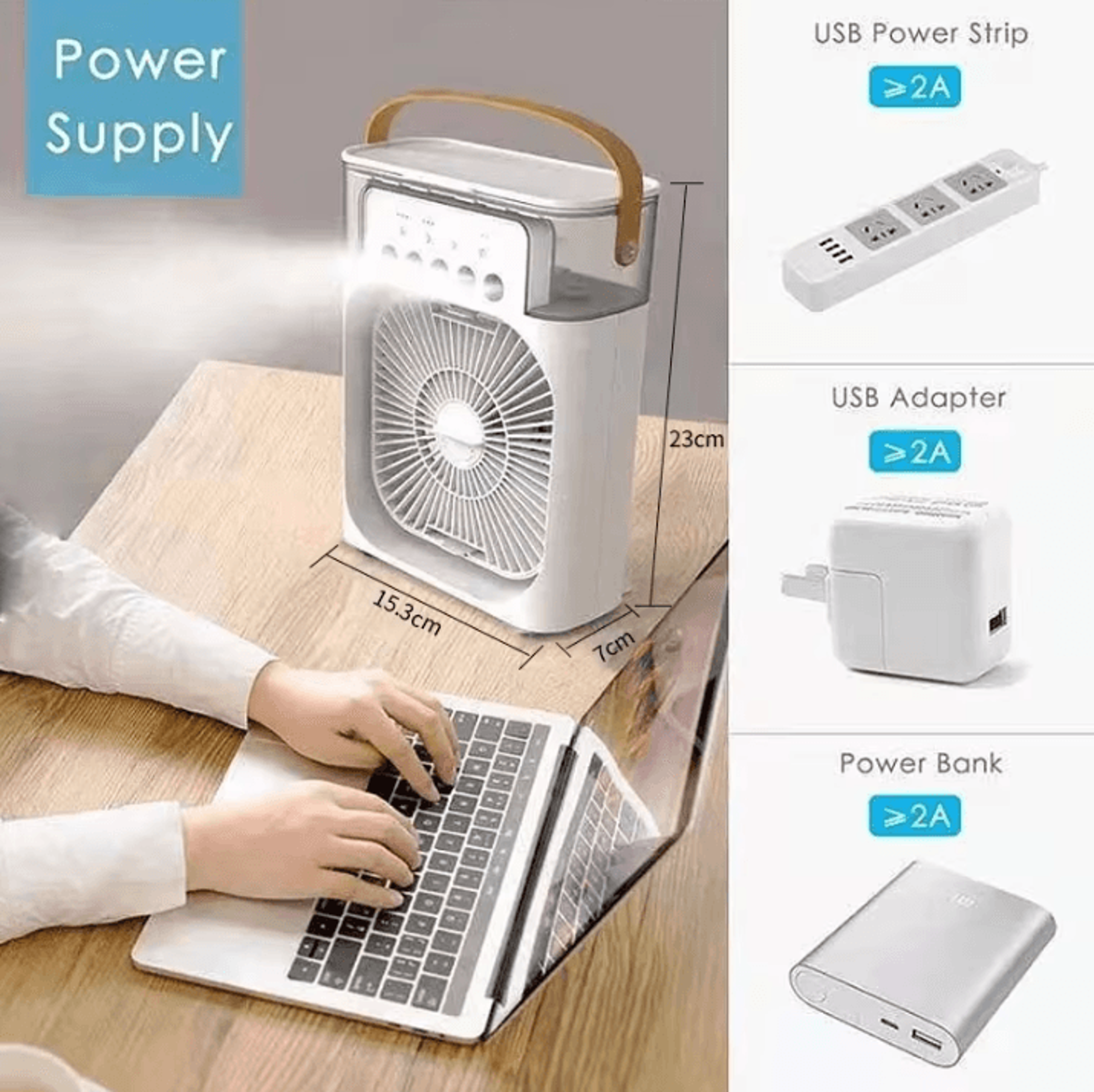 Portable 3in1 Portable Air Cooler With Mini Humidifier Fan  LED Night Light 4