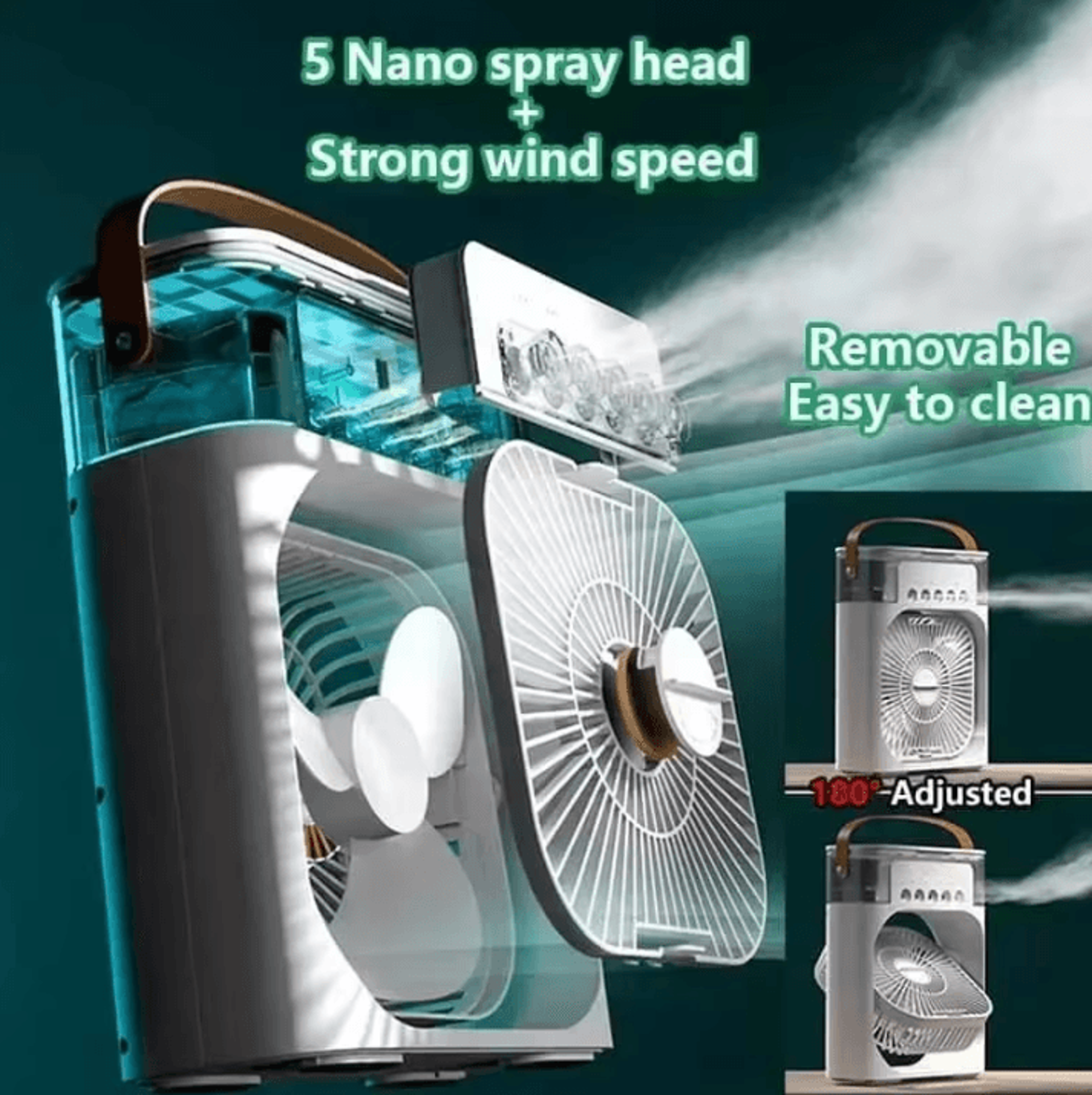 Portable 3in1 Portable Air Cooler With Mini Humidifier Fan  LED Night Light 1