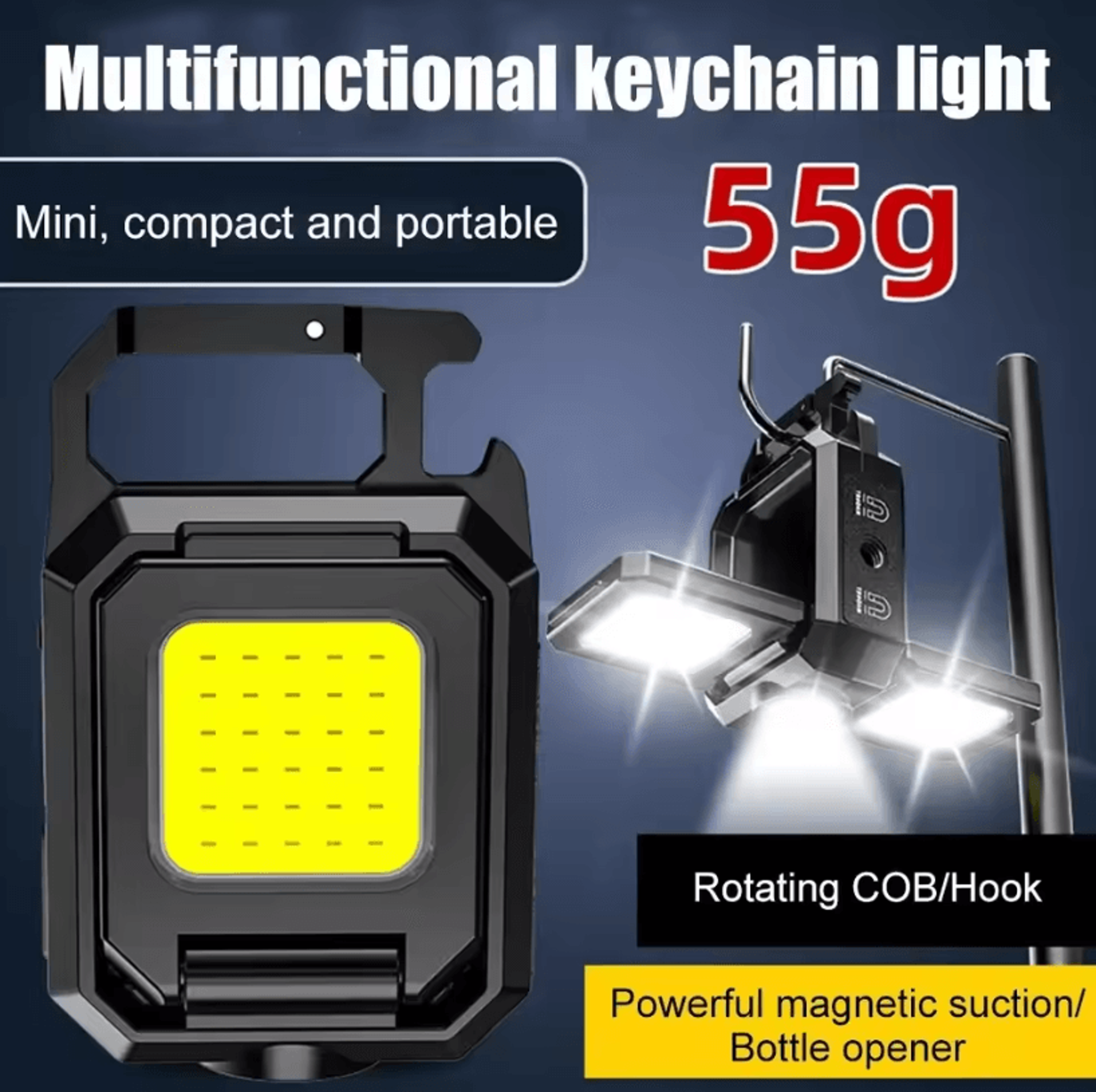 USB USB Rechargeable Keychain Light  COB Pocket Flashlight And Mini XPE Work Light Emergency USB Fl 1