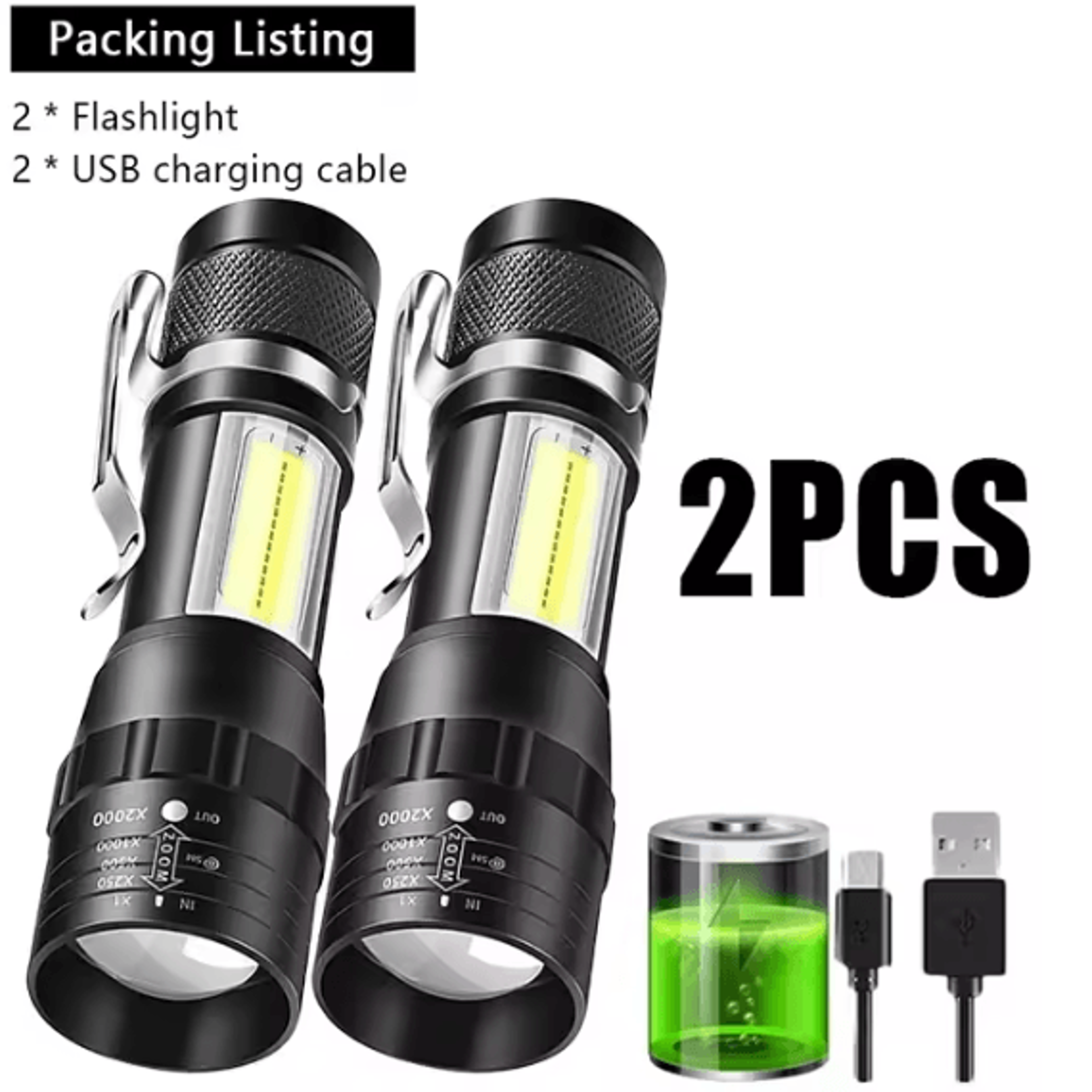 USB Rechargeable Mini Flashlight With COB  XPE Torches  Portable BuiltIn Battery Zoomable Small Tor 6