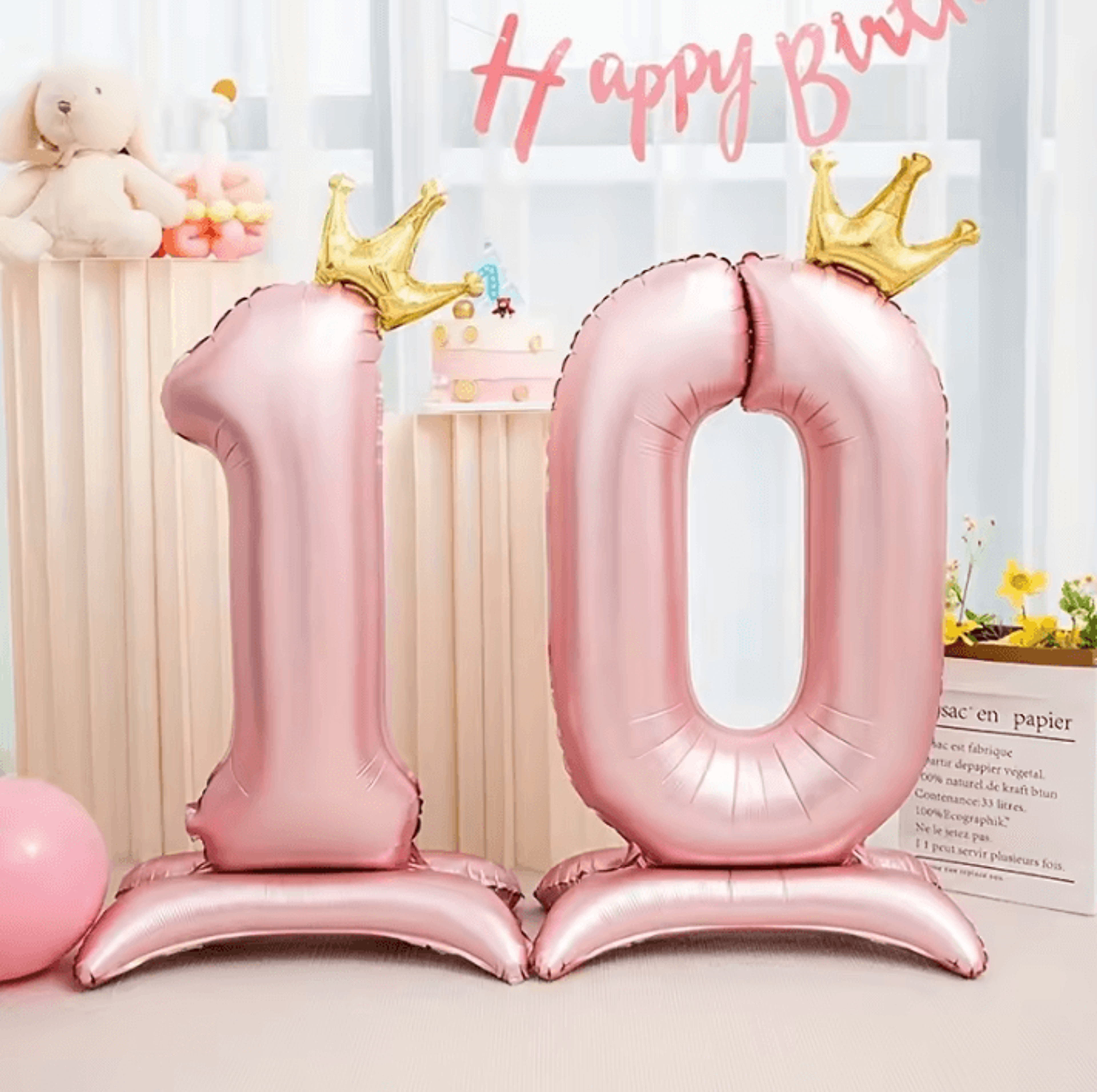 Elegant 40 Inch Number Balloons  Princess Birthday Balloons With Pink Crown Balloons For Party Deco 1
