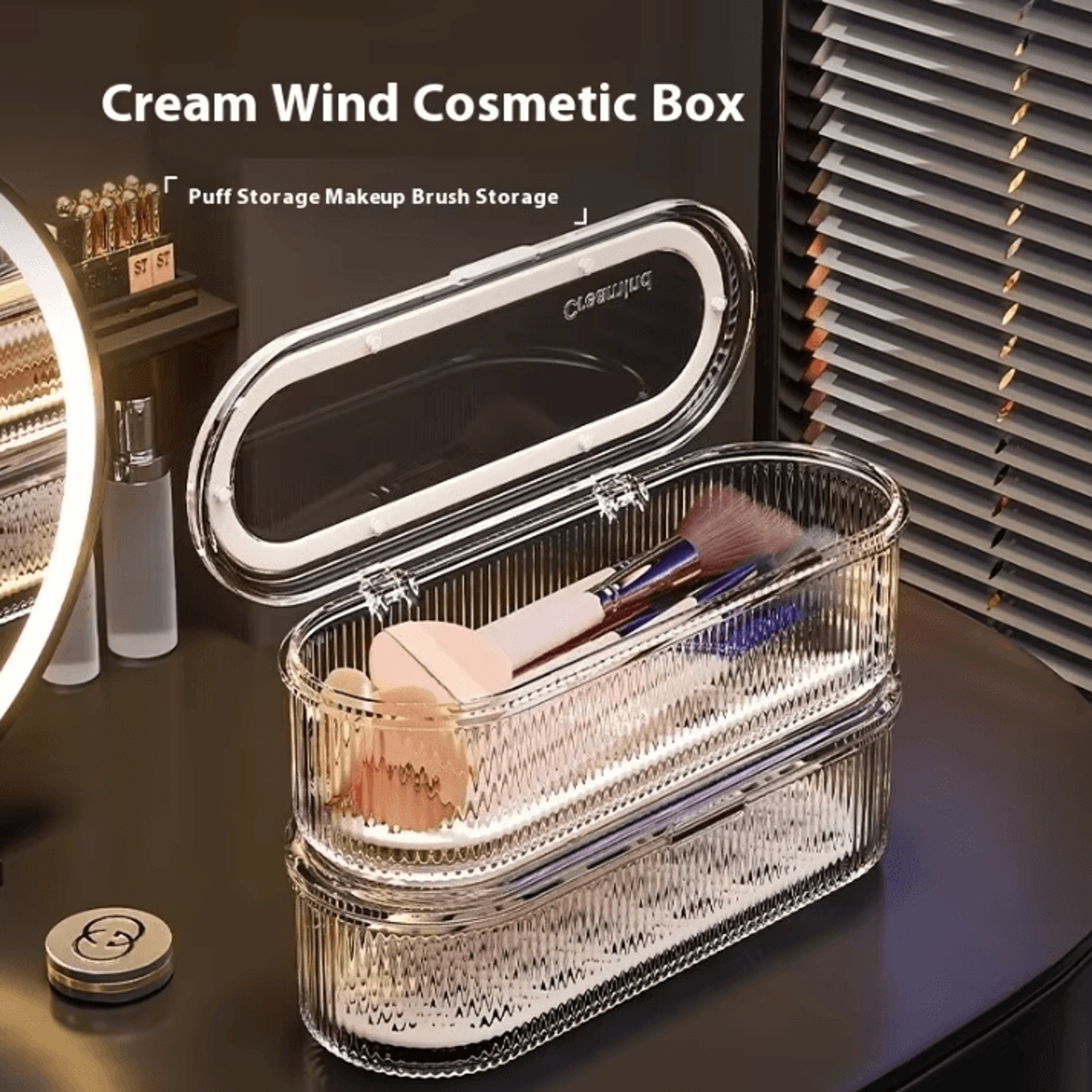 Clear Makeup Brush Organizer  Acrylic Brush Holder With Lid Dustproof Cosmetic Storage Box For Vani 1