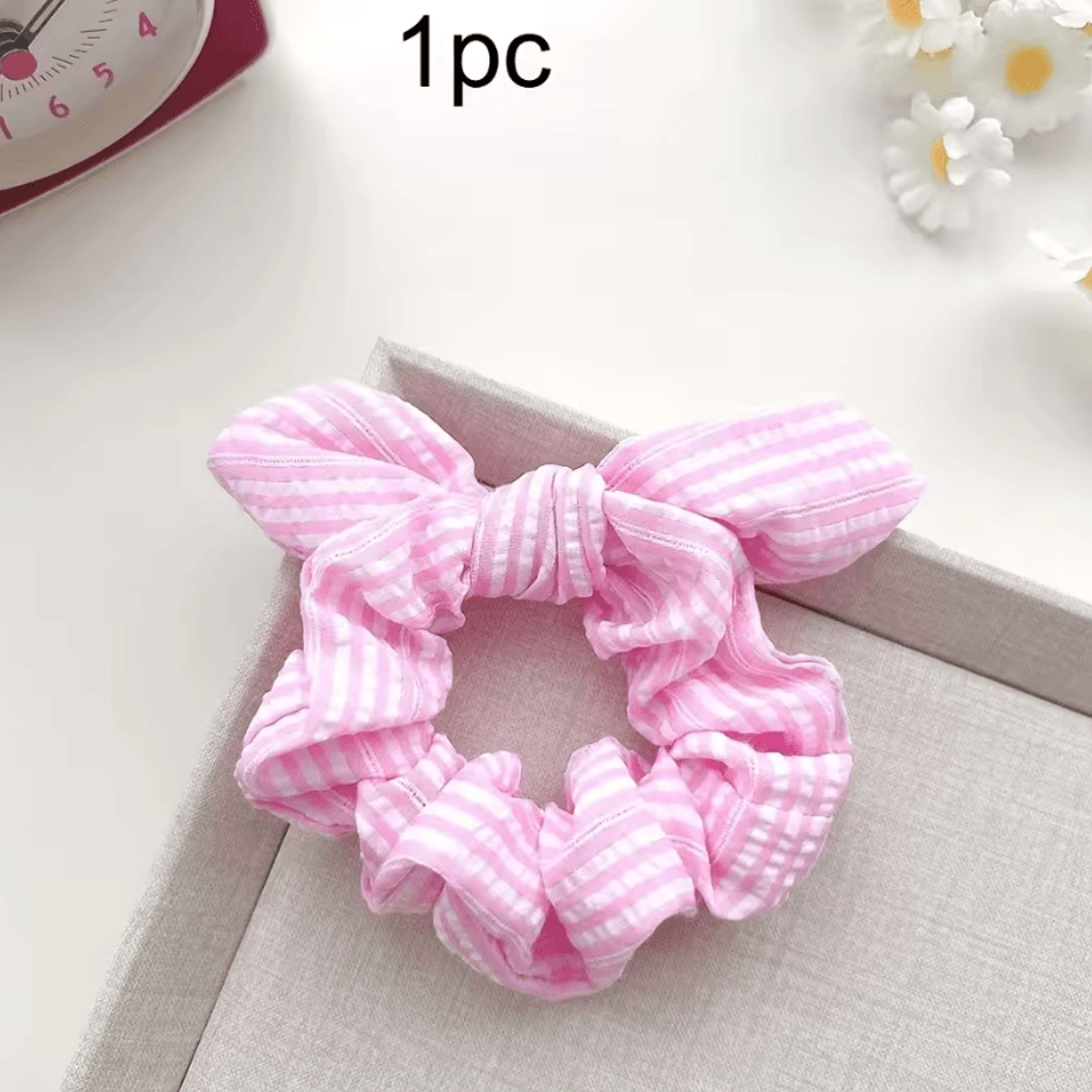 Plaid Plaid Hair Scrunchie  NoDamage Ponytail Holder With Sweet Cat Ears Hair Accessory Vintage Sty 3