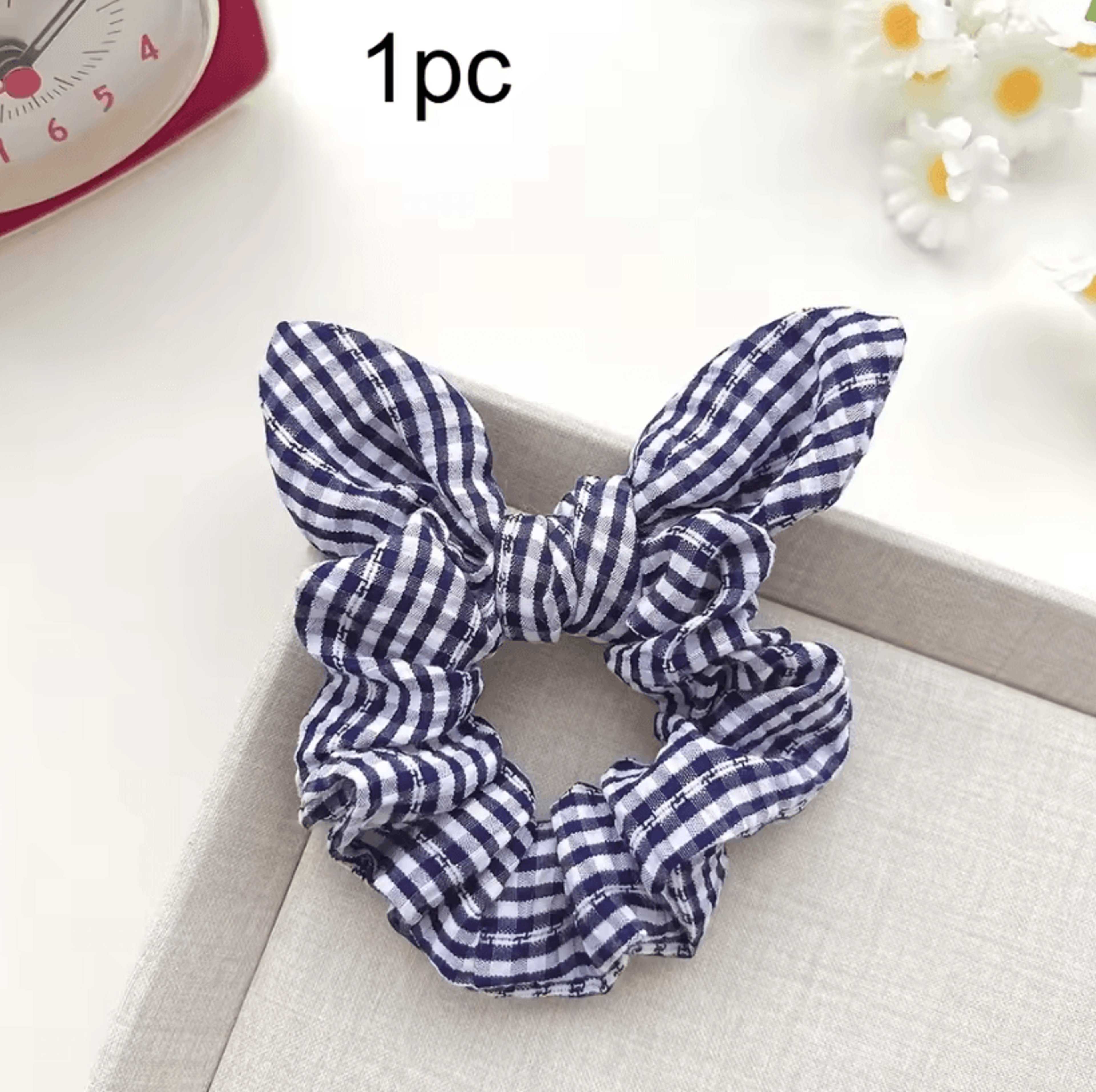 Plaid Plaid Hair Scrunchie  NoDamage Ponytail Holder With Sweet Cat Ears Hair Accessory Vintage Sty 5
