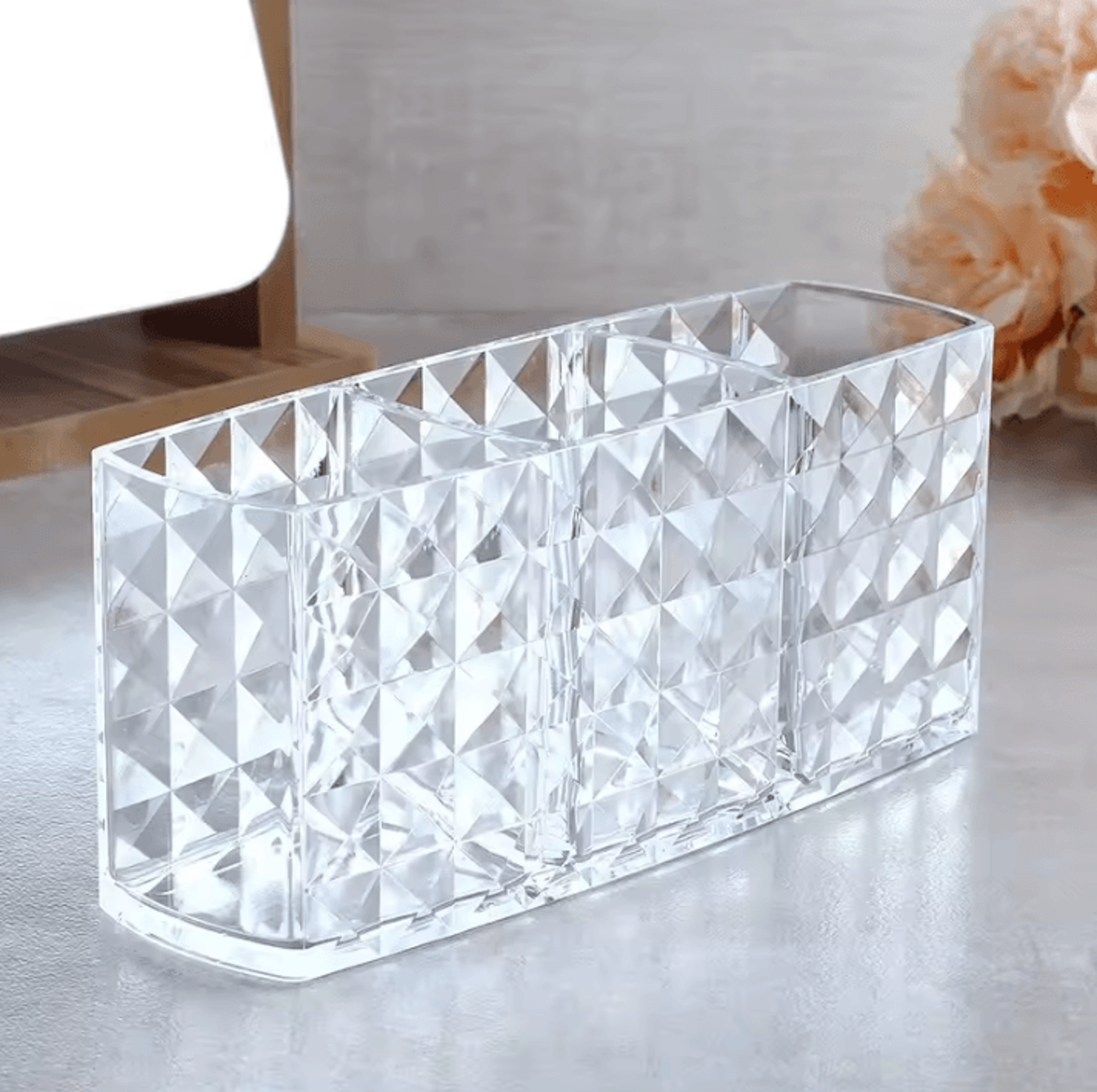 Clear Acrylic Makeup Brush Holder  Clear Cosmetic Organizer  Desk Brush Storage Case For Makeup Too 3