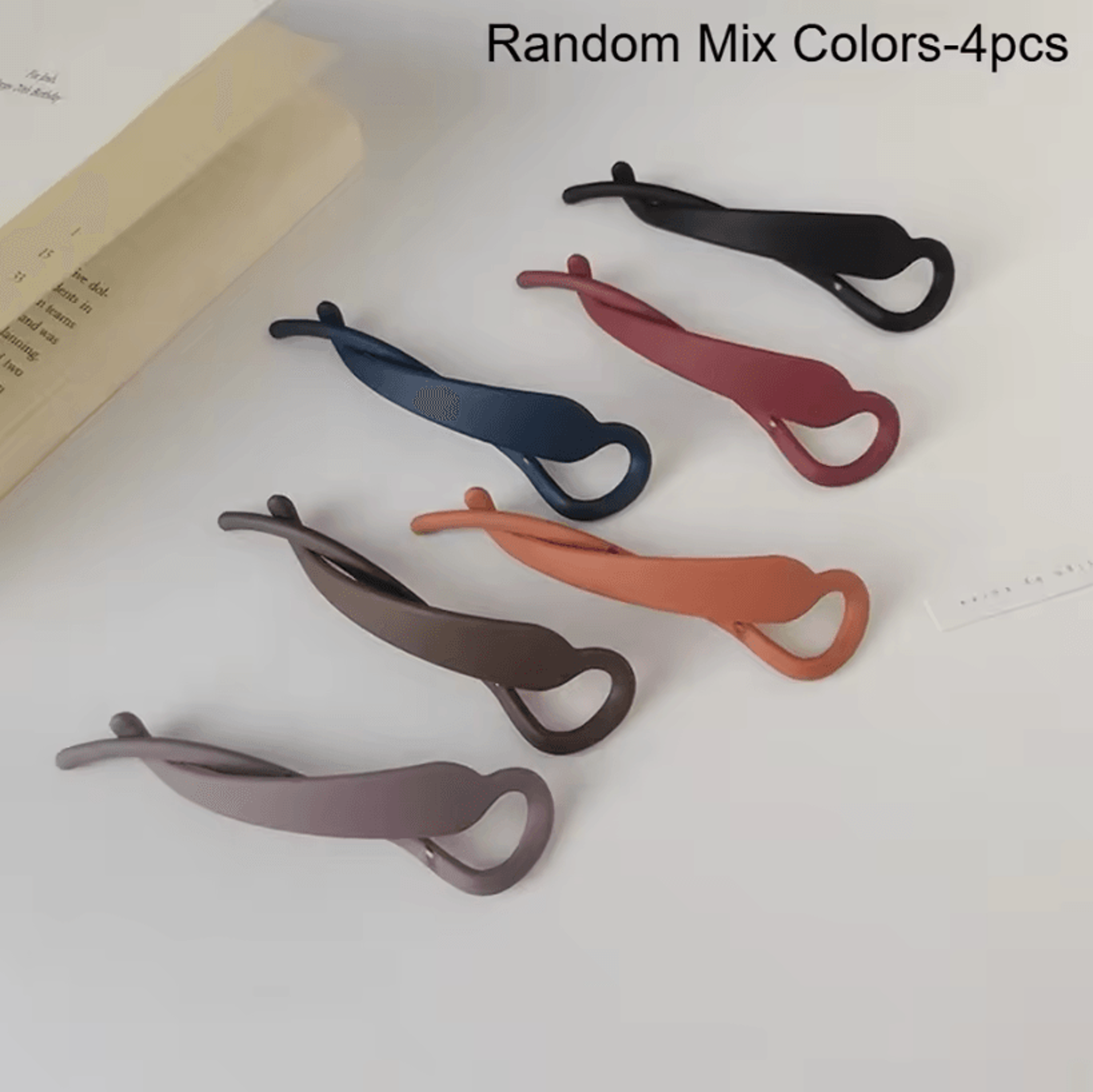 4Pcs Random Color Banana Hair Clips  Simple Fashion Vertical Ponytail Hair Clip Elegant Claw Hair A 6