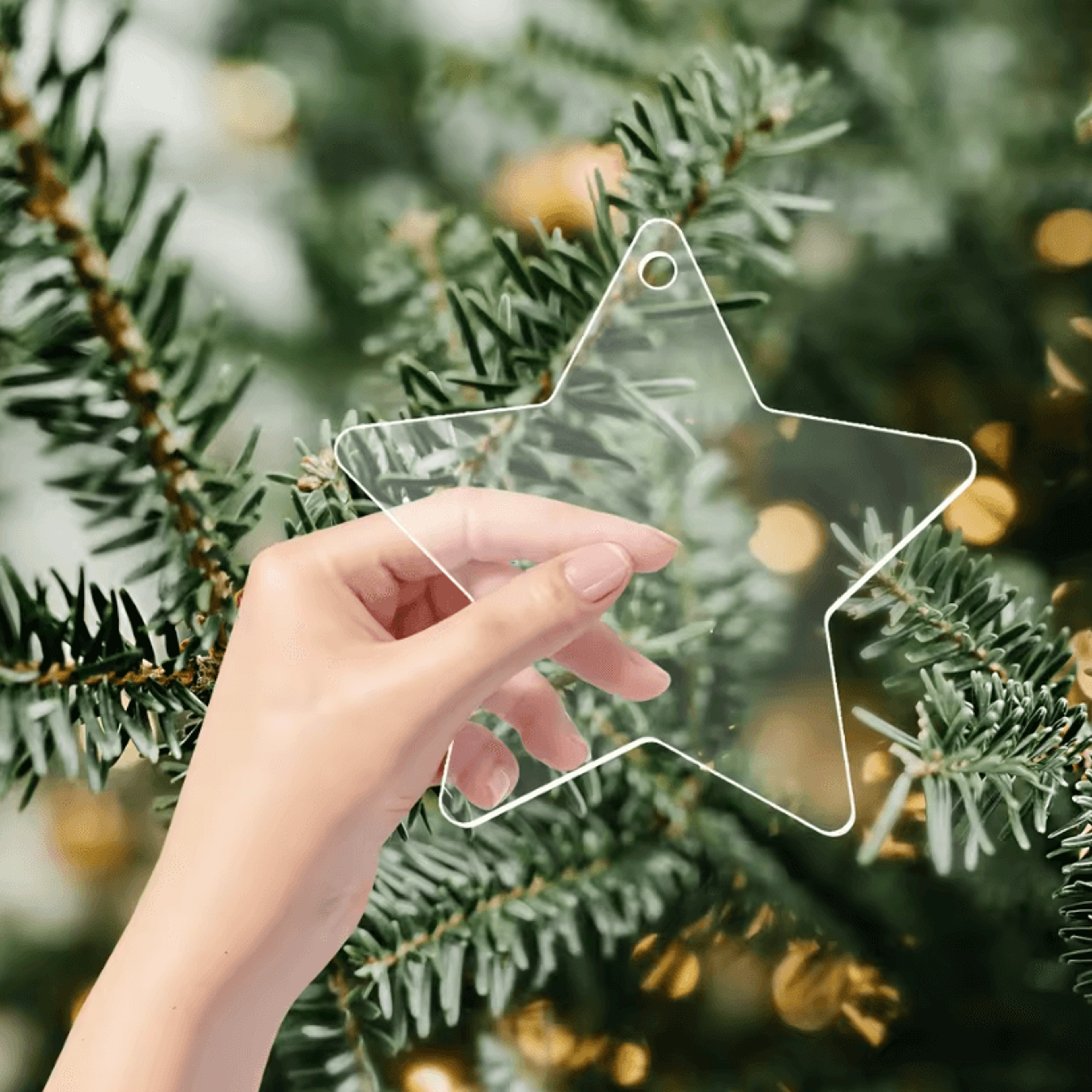 10Pcs Clear Acrylic Christmas Ornaments  DIY Holiday Decorations  Blank Acrylic Hanging Ornaments F 3