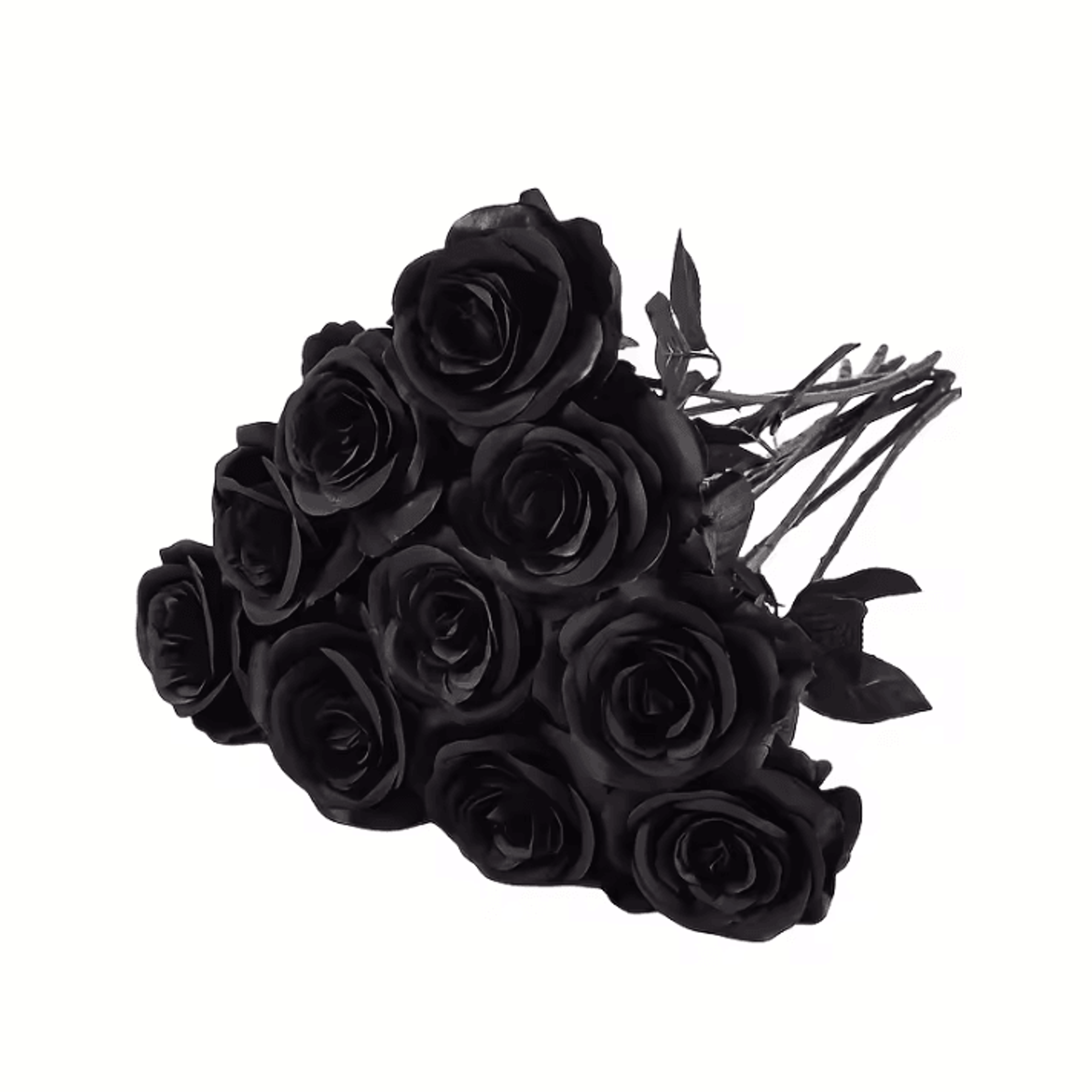 5Pcs Artificial Black Roses  Long Stem Fake Flower Stems For Garden Office Home Wedding  Halloween  4