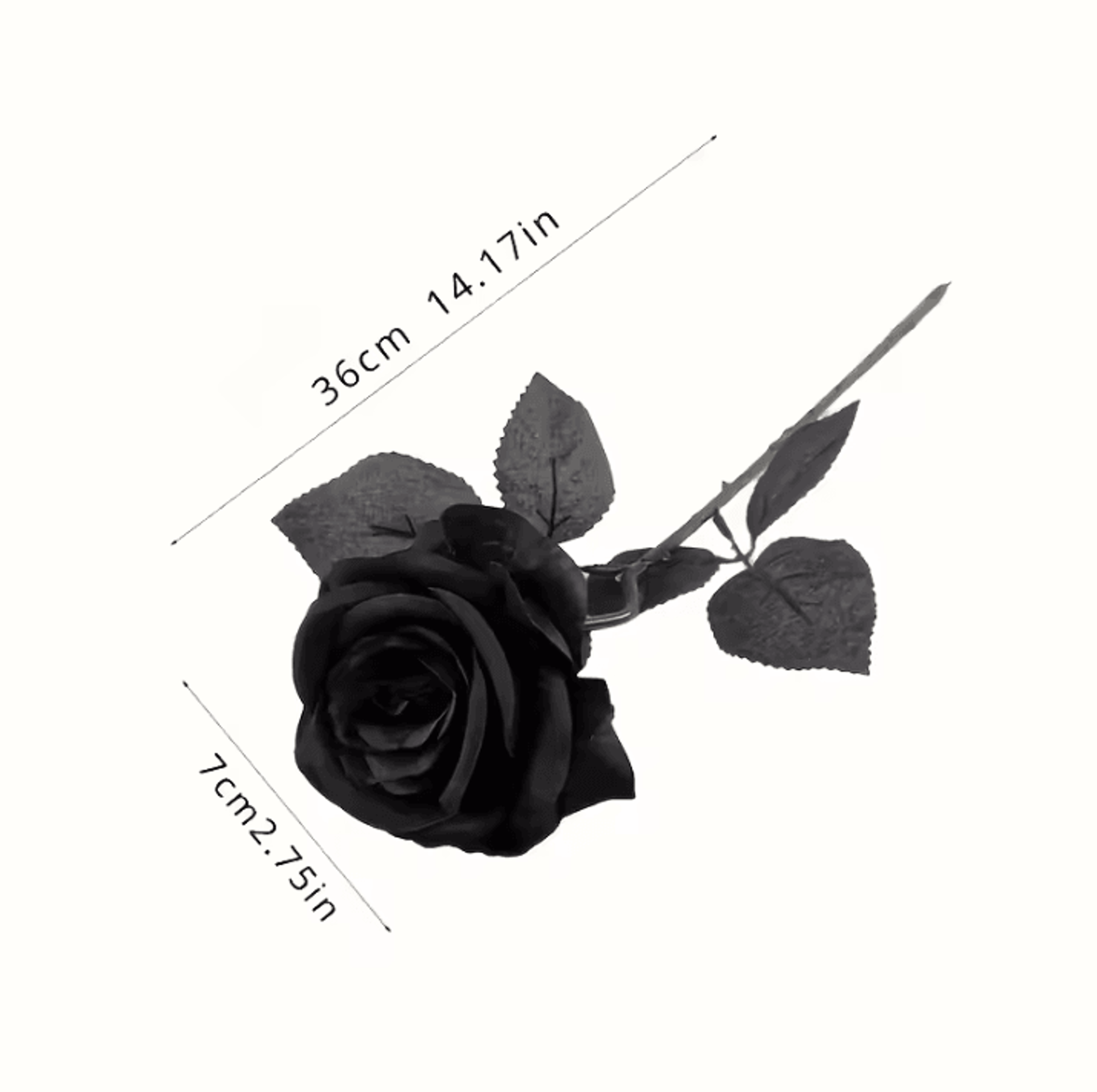 5Pcs Artificial Black Roses  Long Stem Fake Flower Stems For Garden Office Home Wedding  Halloween  5