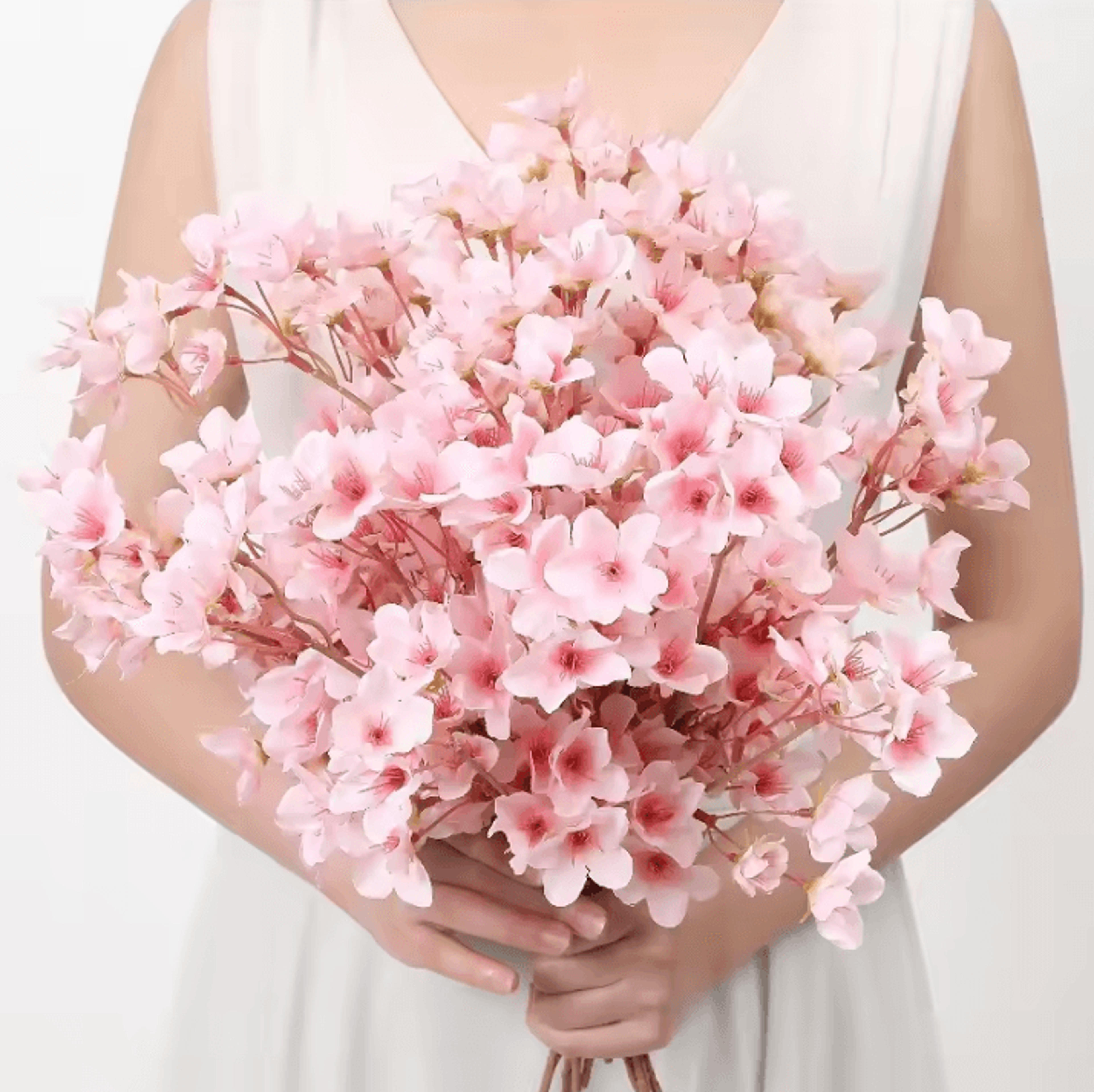 2Pcs Artificial Cherry Blossom Branches  Faux Flower Bouquet Decor For Spring Wedding Bedroom  Gard 1