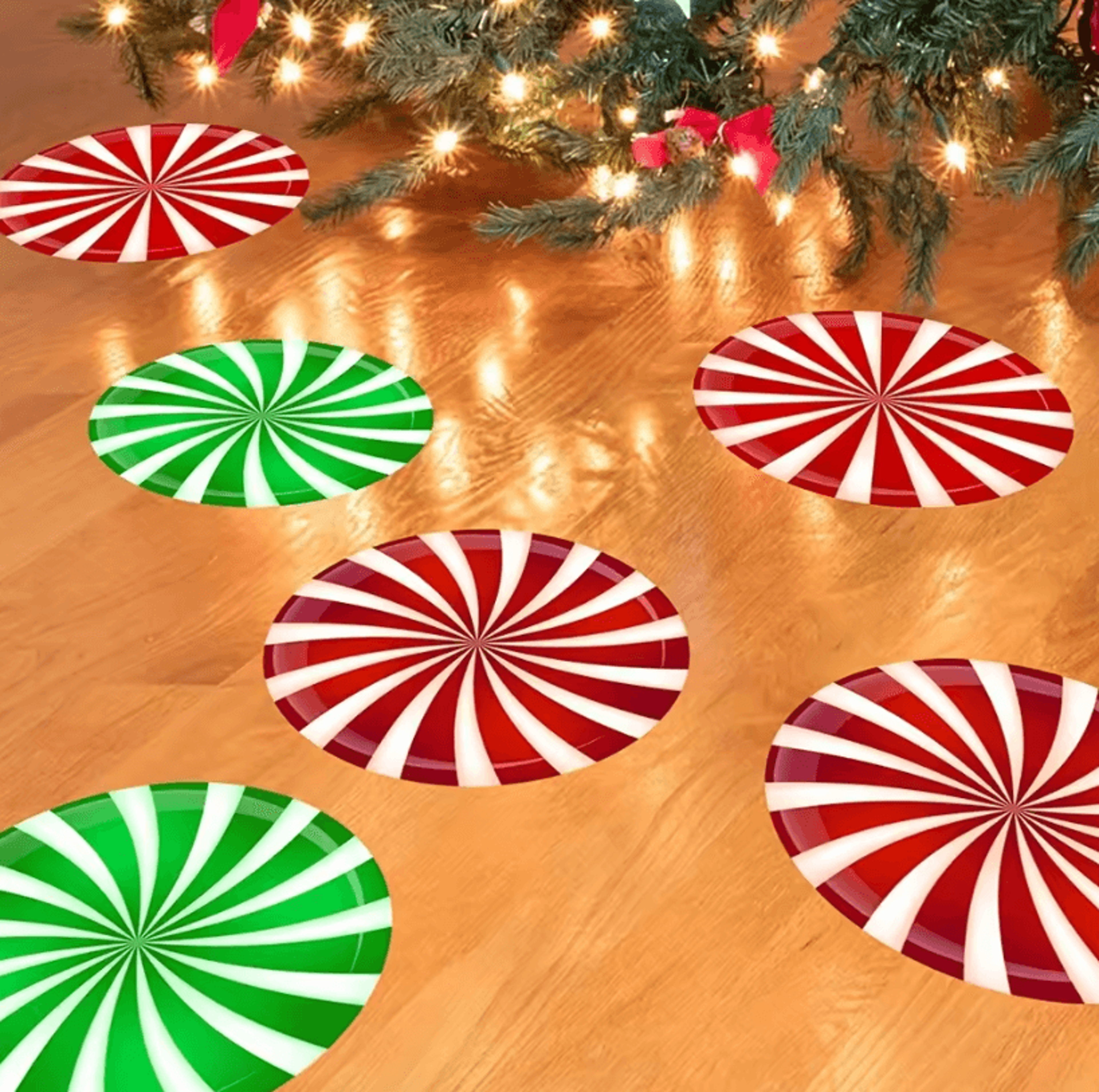 6pcs Colorful Christmas Floor Stickers  Festive PVC Decals With Candy Pattern Xmas Decor For Home   2