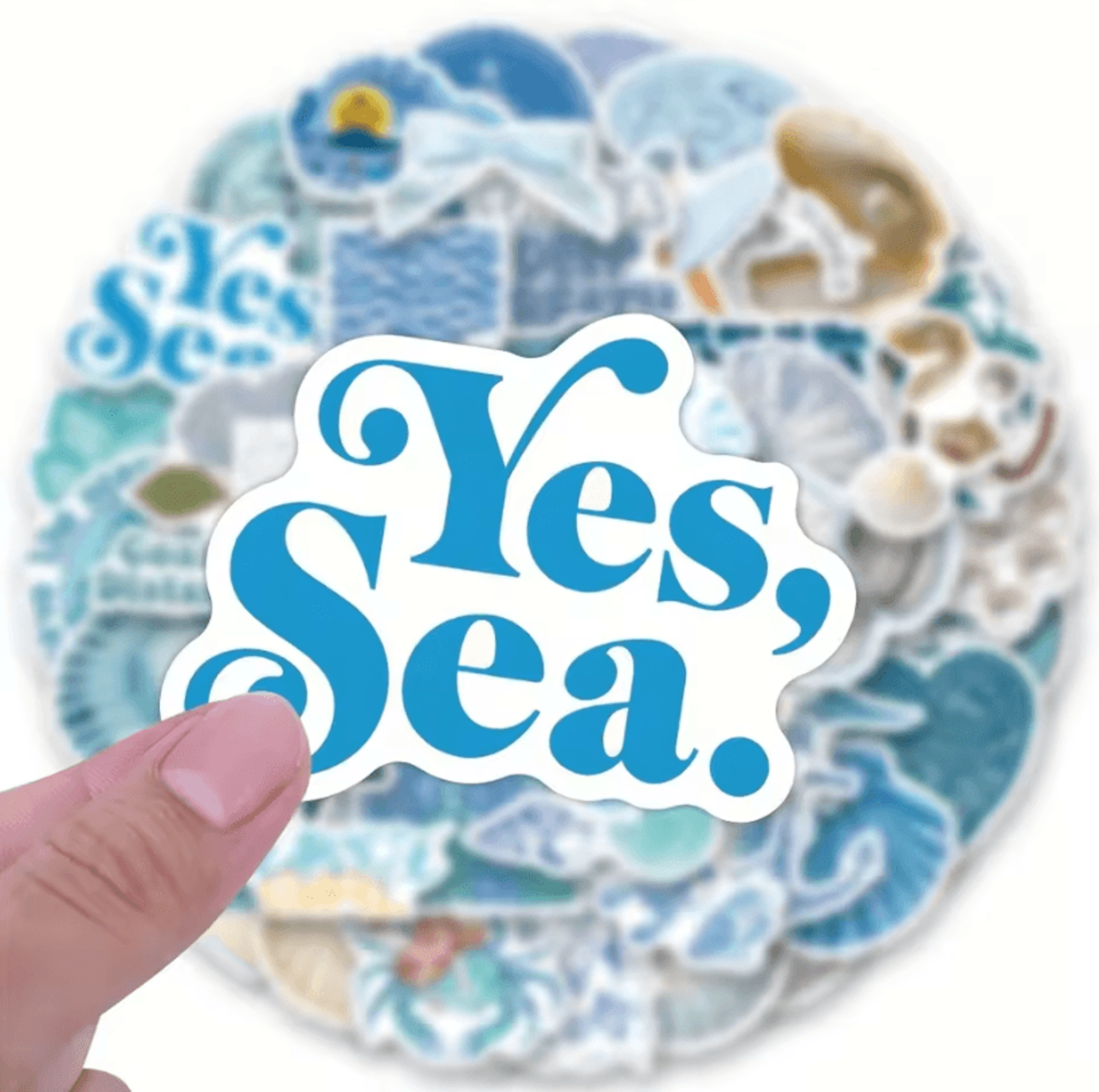 58Pcs Coastal Stickers Pack  Kawaii Cartoon Stickers With Shell  Sea Creature Decals For Skateboard 1