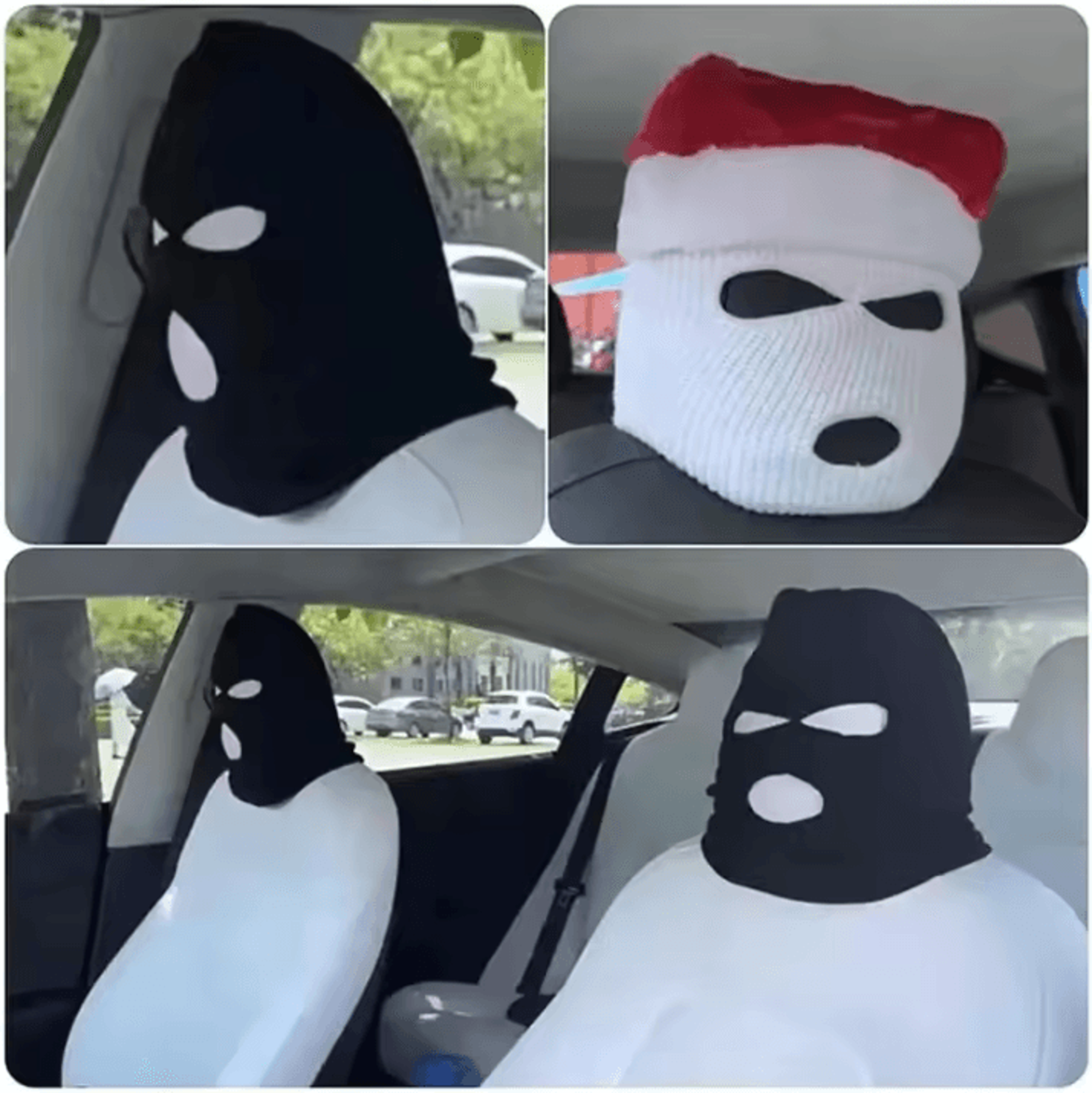 3 Hole Car Seat Headrest Cover  Funny Headrest Ski Mask With AntiDust Car Accessory Full Face Prote 4