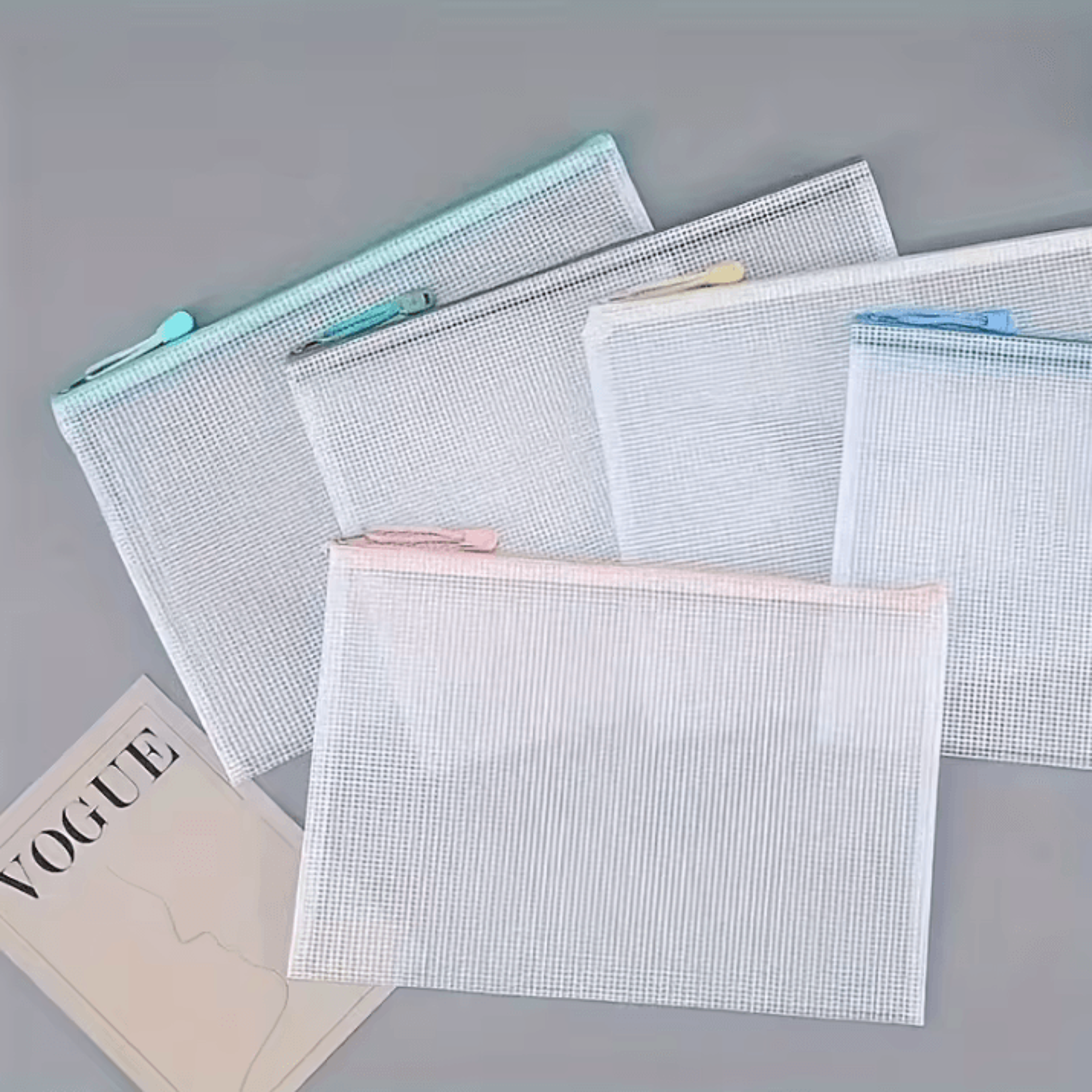 5 Piece PVC Mesh Zipper Storage Folders  Stackable File Organizers For HeavyDuty Office Storage And 1