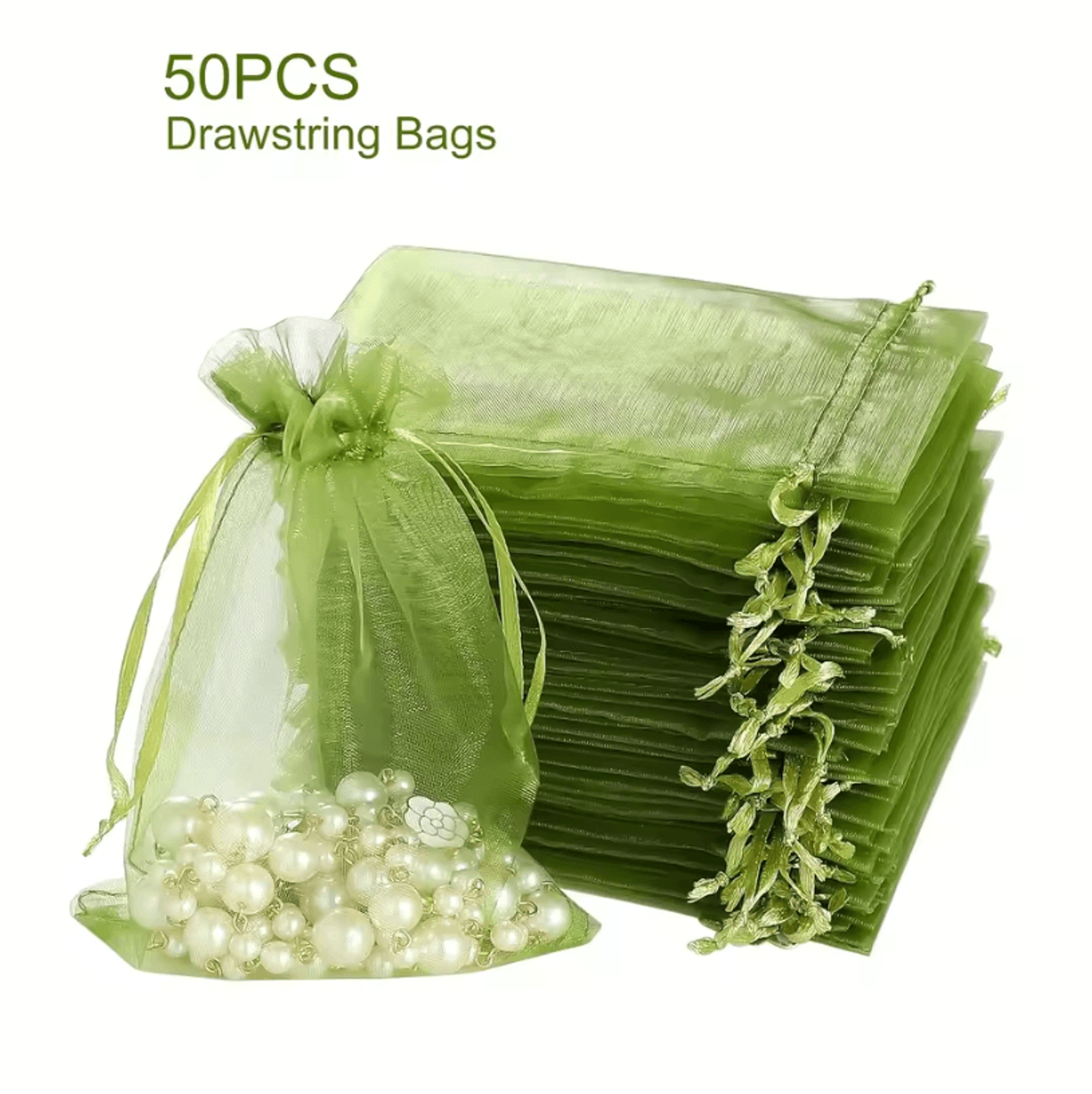 50Pcs Organza Drawstring Bags 394 By 591 In  Sheer Fabric Gift Pouches For Wedding Favor Bags 0