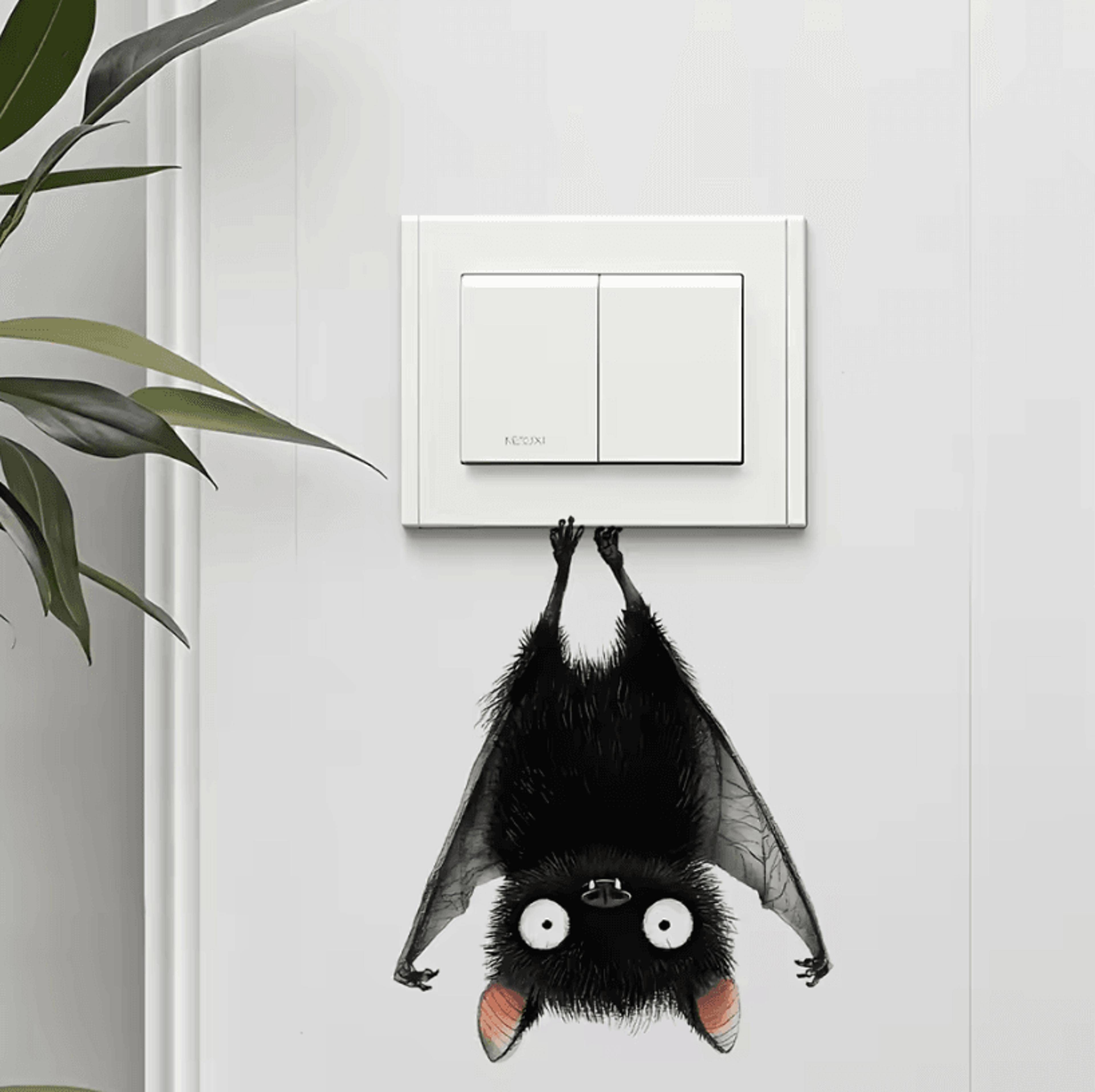 1Pc Funny Cartoon Switch Stickers  Funny Bat Wall Decals For Home Decor Sticker In Living Room And  2