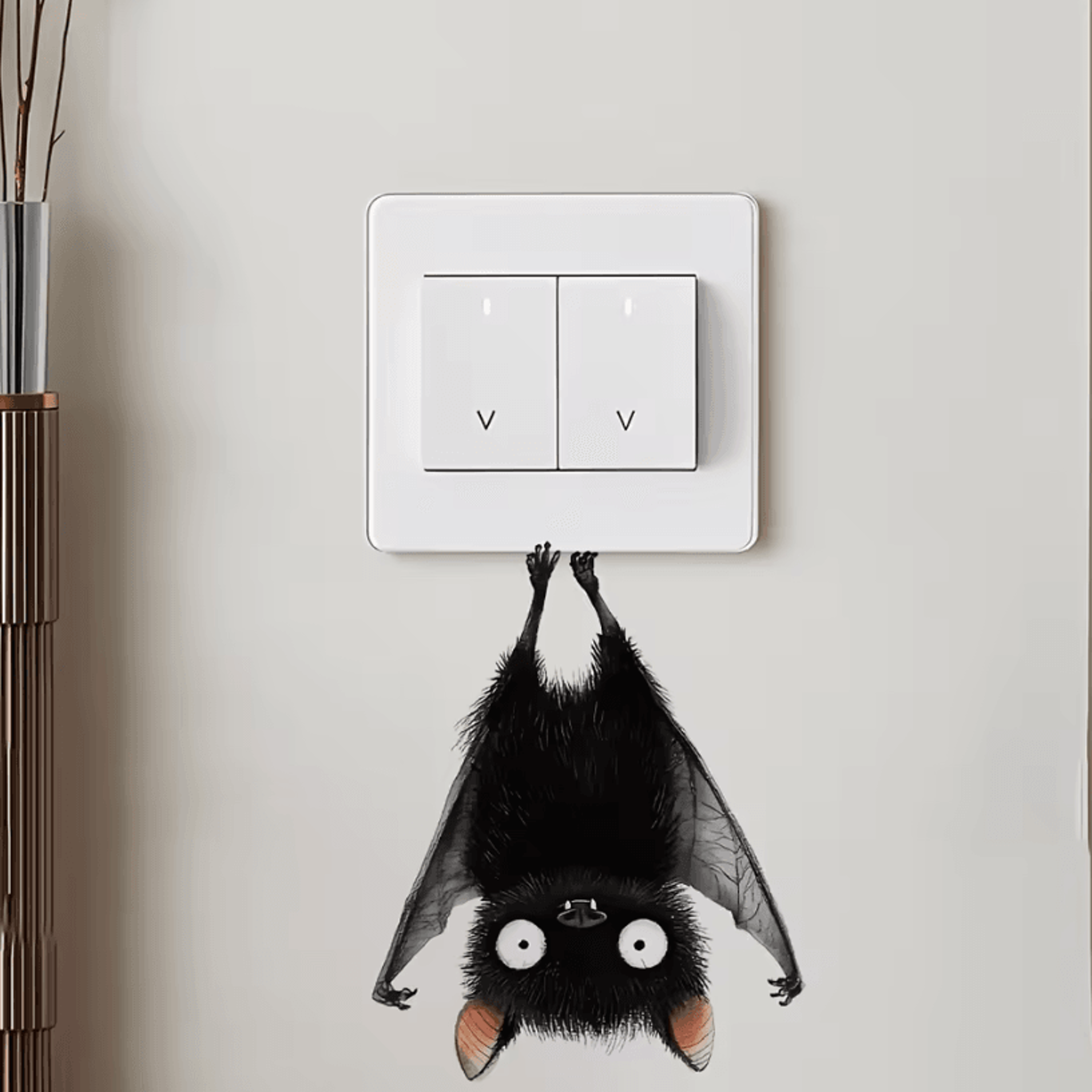 1Pc Funny Cartoon Switch Stickers  Funny Bat Wall Decals For Home Decor Sticker In Living Room And  4